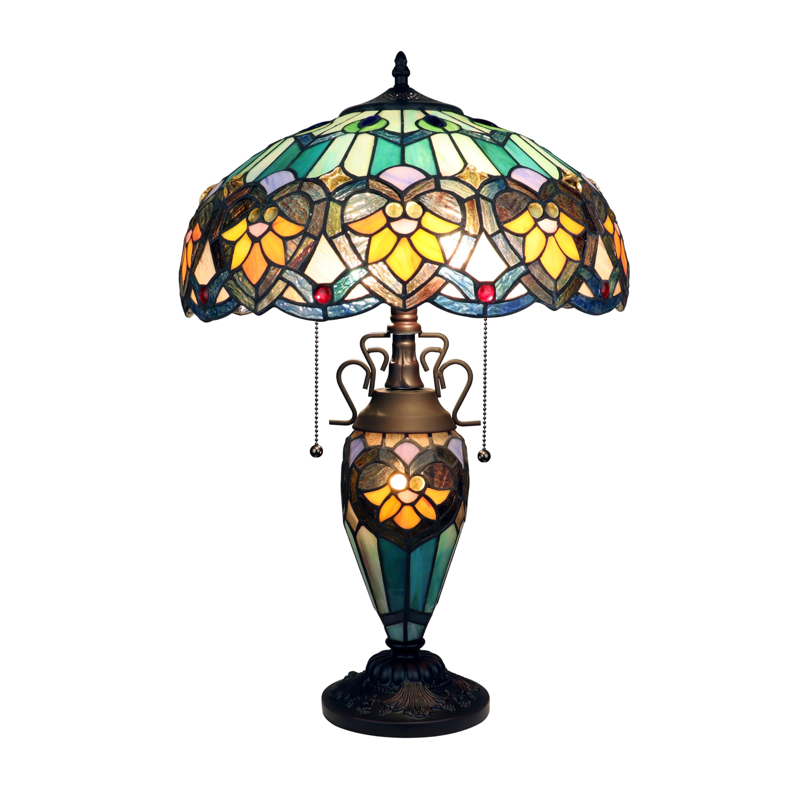 Chloe Lighting Tiffany-Style Table Lamp 3-Light Double Lit 16in Shade Multicolor Model CH3T576GV16-DT3