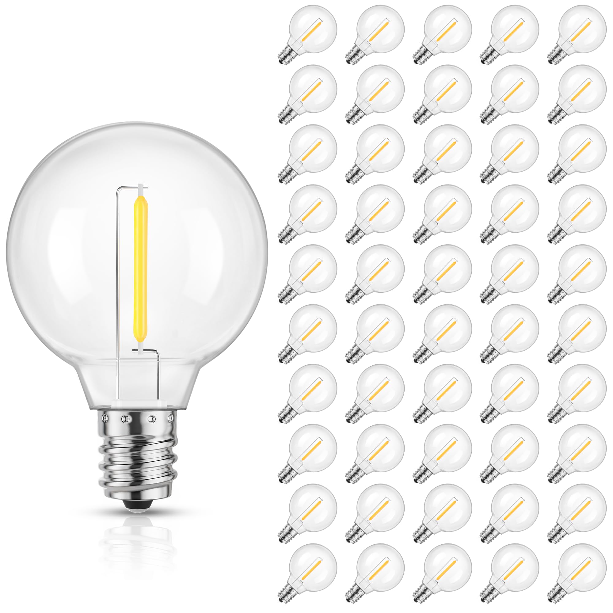 Mlambert G40 Led Replacement Light Bulbs For String Lights, Dimmable E12 Base Shatterproof Bulbs, 1W Equal To 5W, Neutral White