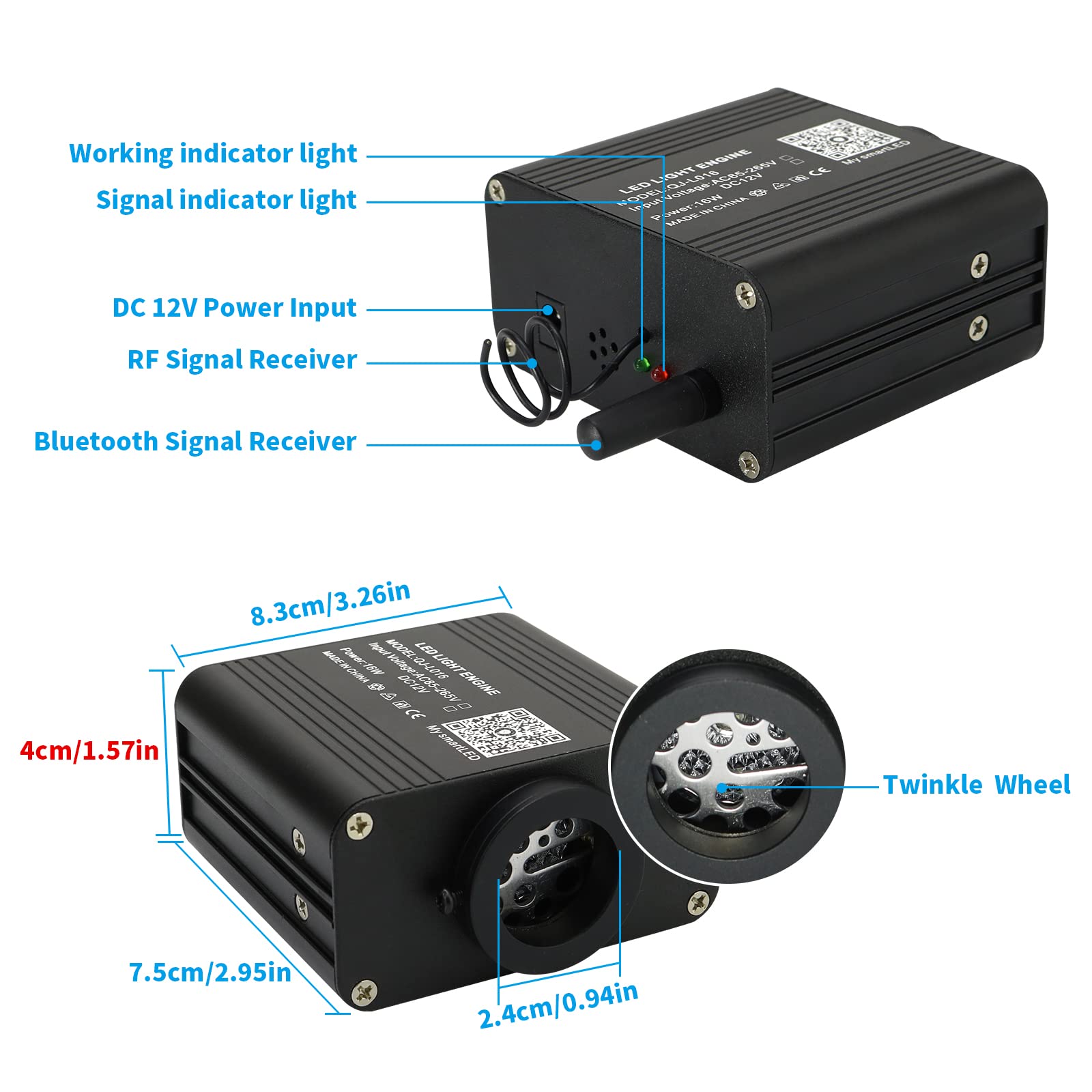 Amki Updated 16W Rgbw Fiber Optic Light Twinkle + Music Mode Mixed 295Pcs 9.8Ft Cables App Remote Sound Control Car Home Starlig