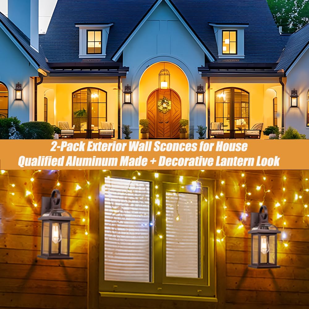 Roravilila Oil-Rubbed Bronze Outdoor Wall Lanterns, 2-Pack Ip65 Waterproof Sconces