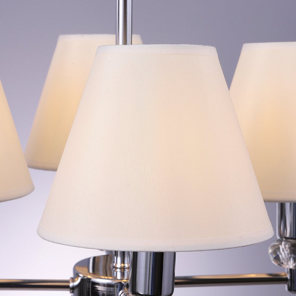 Wellmet Chandelier Shades, Clip-On For Candelabra Bulbs, Fabric, 3X6X5, Set Of 6, Cream White, Model Lp-Tap-Cream White