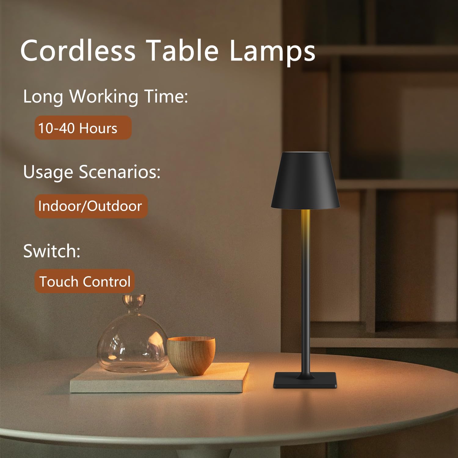 Fizrice 4 Pack Cordless Table Lamps, Portable Rechargeable Lamp, 6000Mah Battery Operated, 3 Color Dimmable Led Table Light For