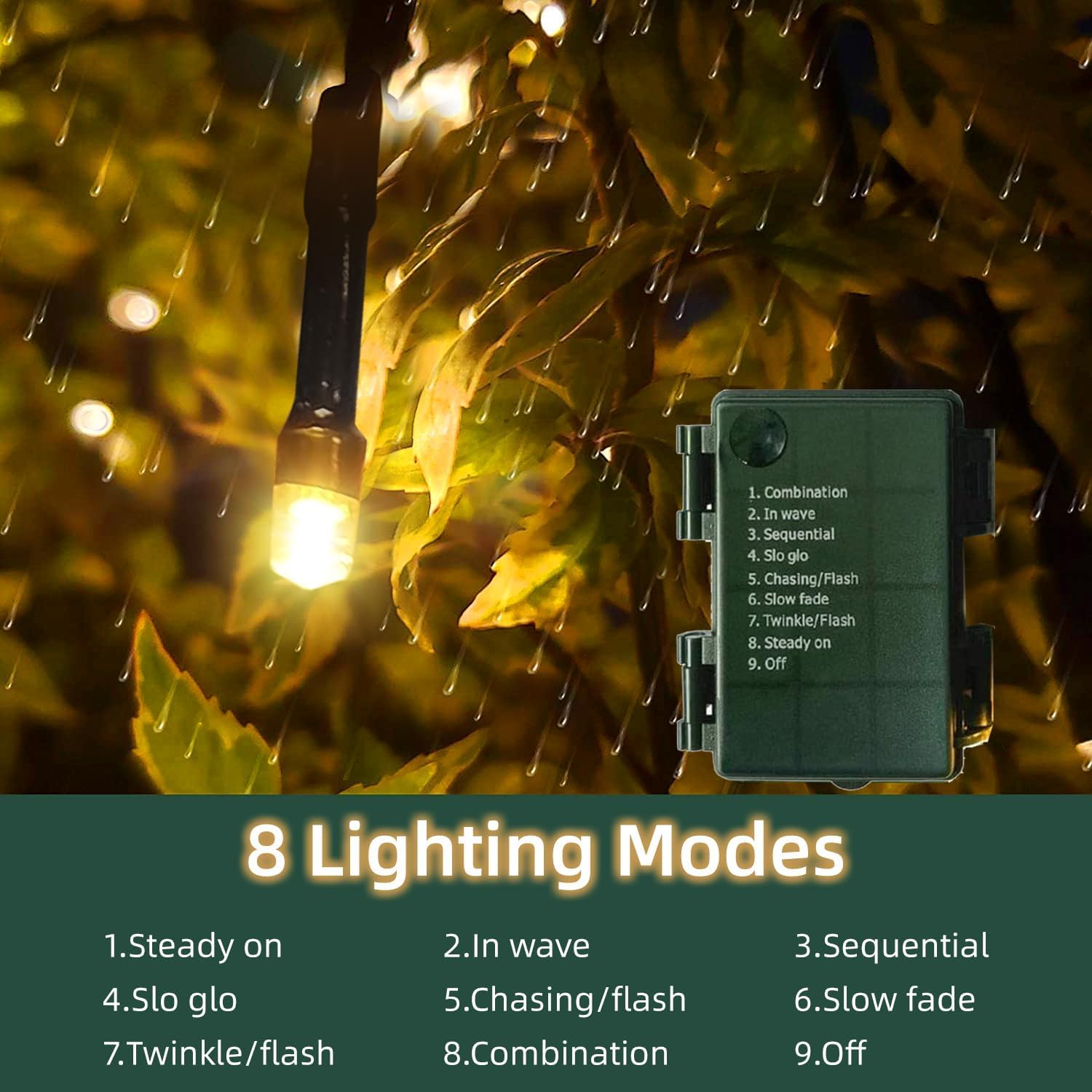 Kouqiya Battery Operated Christmas Lights, 16.5 Ft 50 Led String Lights Dark Green Wire With Remote Timer 8 Modes Fairy Lights For Christmas Tree Decor (Warm White, 50 Led-4 Pack)