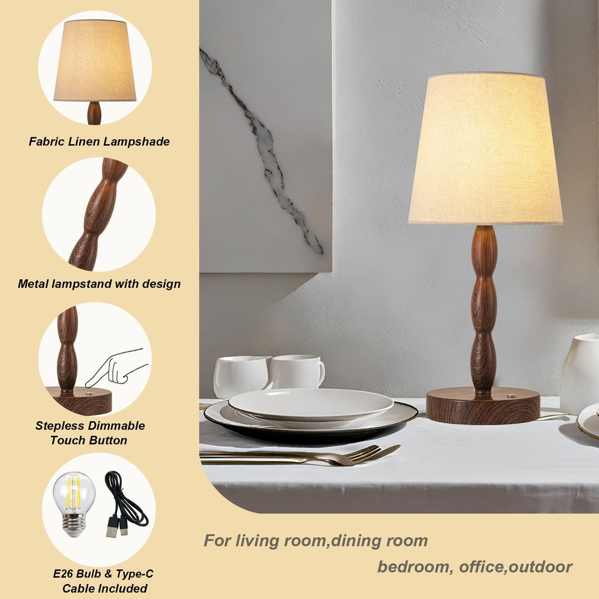Customer Lamp Castlelife Portable Cordless Table Lamp, Touch Desk Lamp Rechargeable ...