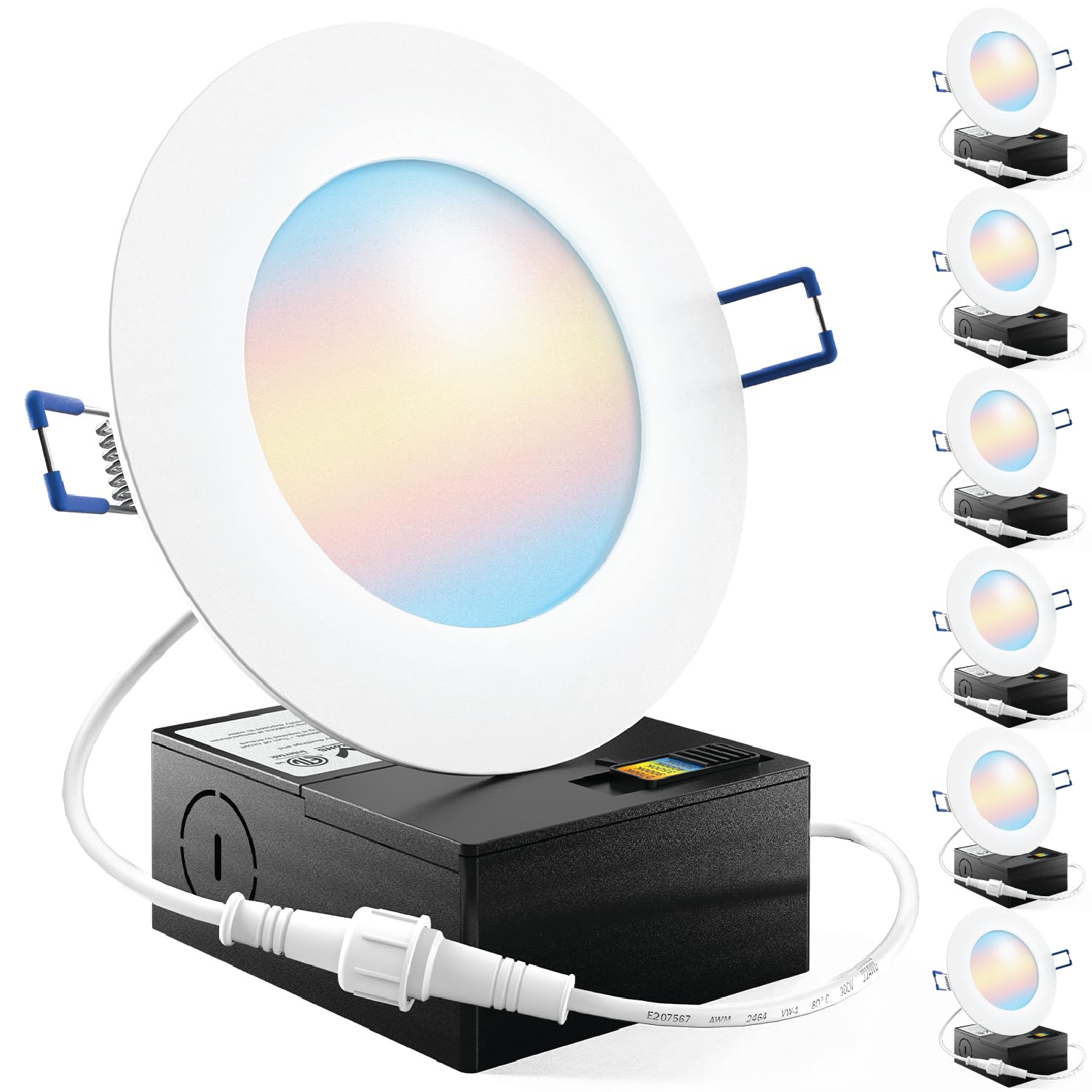 Sunco 6 Pack 4 Inch LED Recessed Lights, Canless Ceiling Light Slim, 650 LM, 10W, Selectable CCT 2700K/3000K/4000K/5000K/6000K, 