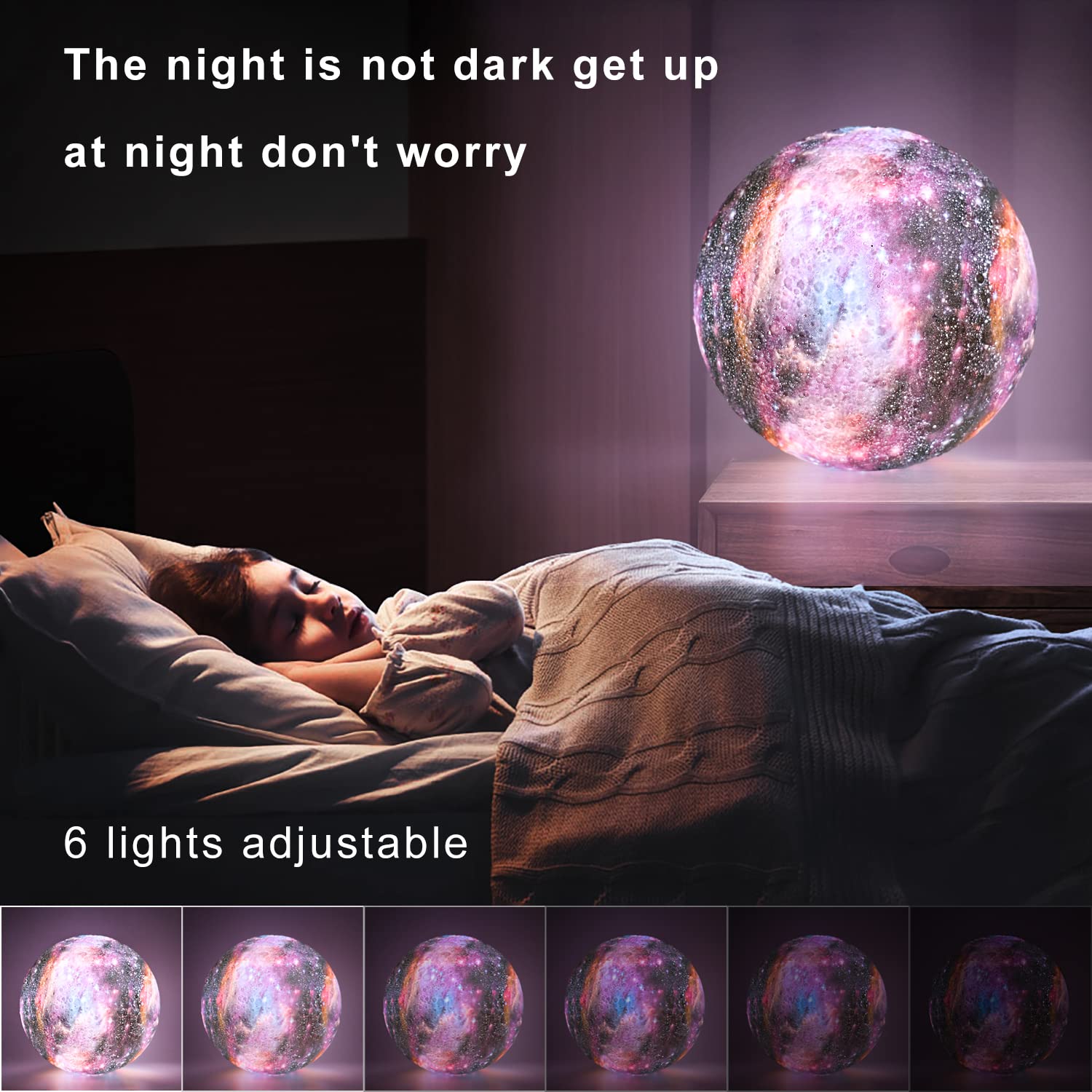 Hyodream 7.9 Inch Large Moon Lamp Galaxy Starry Moon Night Light With Touch And Remote Control 16 Colors As Cool Lamp Gift For B