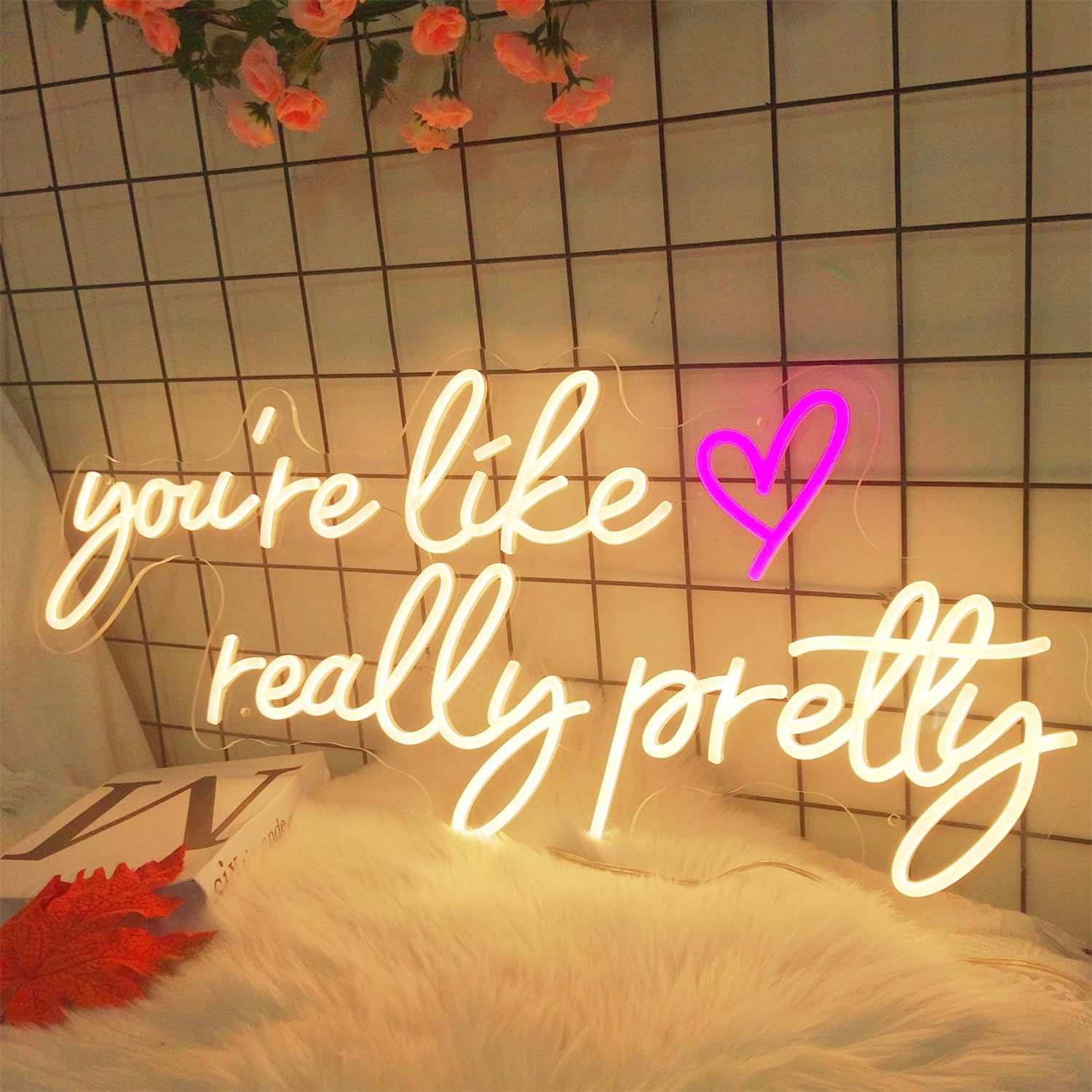 INSNEnN Neon Sign, Dimmable Light Up Wall Decor, 29.5x12.6 Inches, Acrylic, White, Model INSNEnN