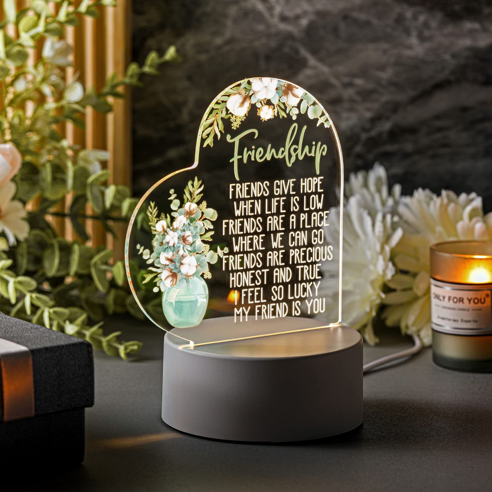 Jetec Friend Gifts For Women Friends Christian Birthday Religious Gift Night Light Inspirational Led Light For Birthday Holiday Lamp To My Bestie Gifts Table Decor (Cotton)