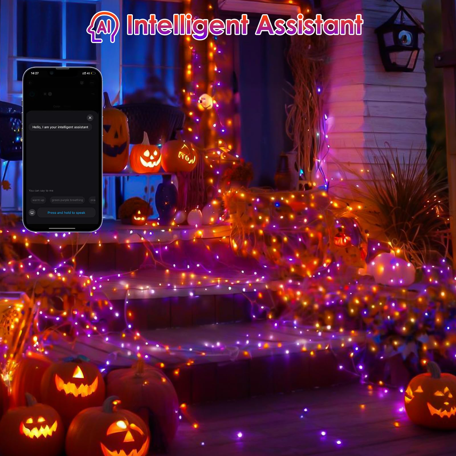 YIQU Smart Color Changing Christmas Lights, 200 LED RGB String Lights, 66 FT, Remote App Control, Music Sync, Waterproof
