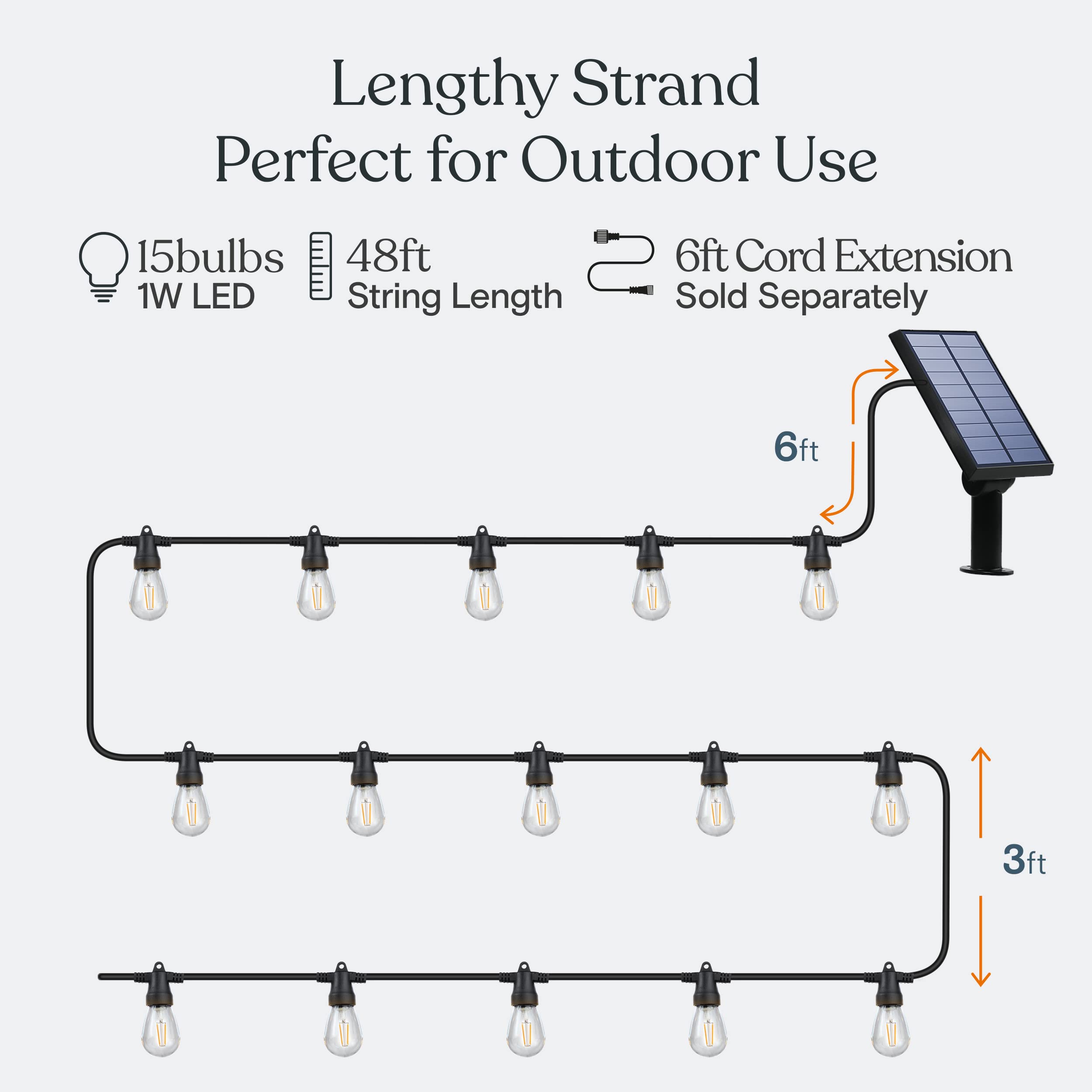 Brightech Ambience Pro Solar Powered Outdoor String Lights, 48Ft Remote Control Commercial Grade Waterproof Patio Lights, 15 Edi