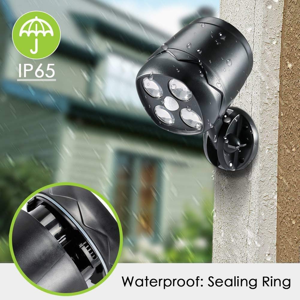 YoungPower Outdoor Motion Sensor Light Battery Operated, IP65 Waterproof Ultra Bright Motion Sensor Outdoor Lights Head Adjustab