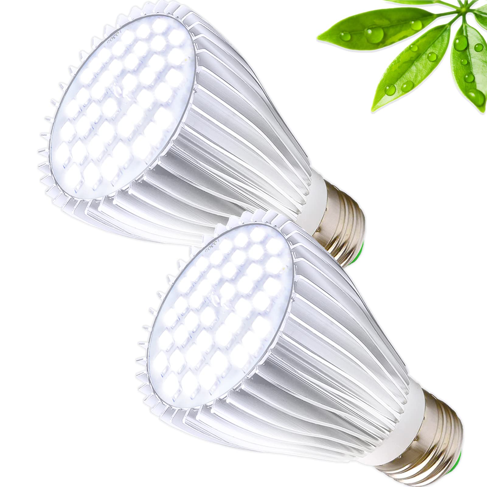 Milyn 2 Pack 30W Led Grow Light Bulb White Full Spectrum Grow Lights For Indoor Plants, E26 Plant Light Bulb For Diy Indoor Plants, Flowers, Greenhouse, Indore Garden, Hydroponic