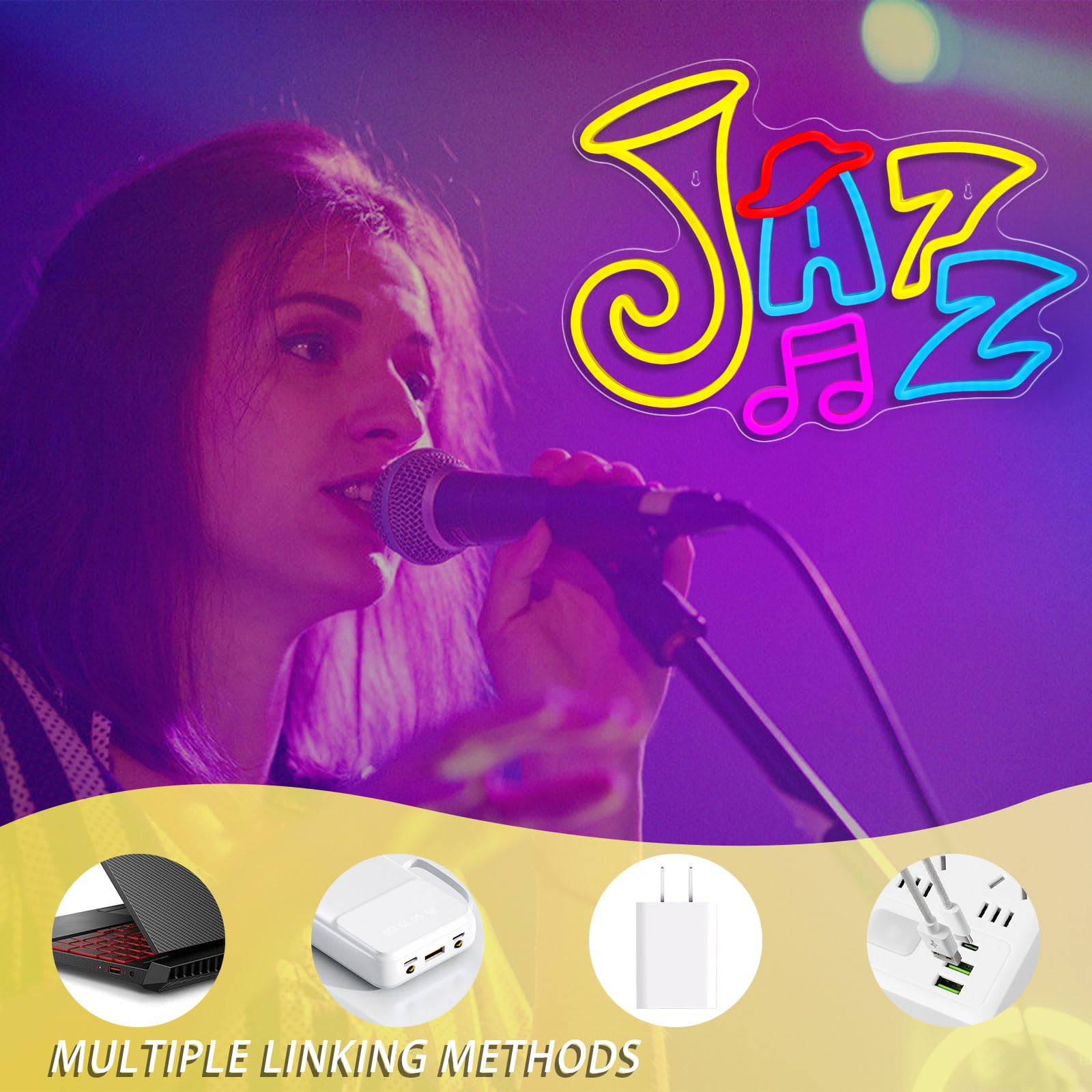 Gevbay Music Neon Sign Jazz Musical Staff Note Led Wall Decor Music Studio Decor Neon Light Sign For Classroom Bedroom Gifts For Teacher Students Kids