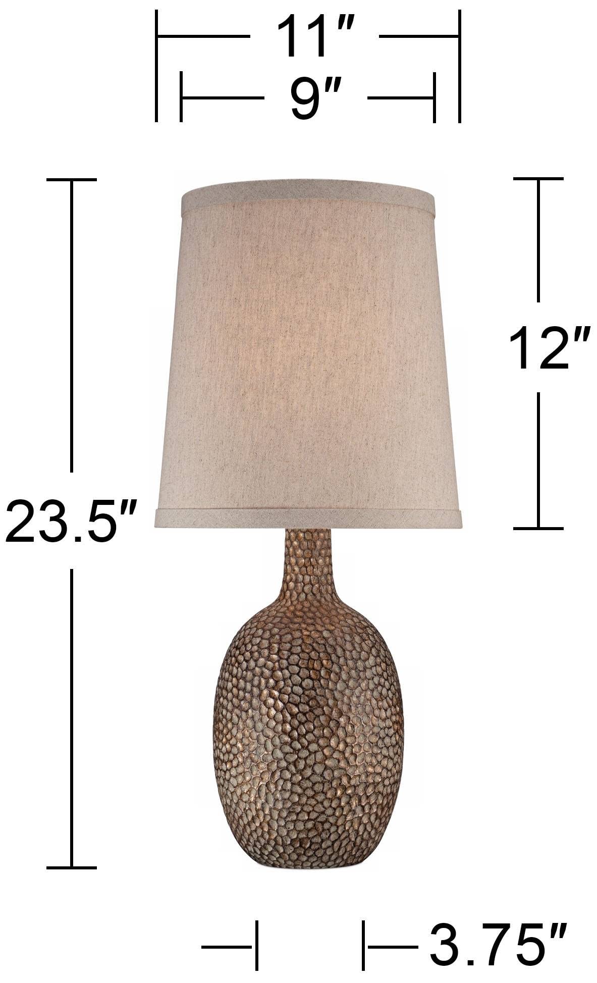 360 Lighting Rustic Farmhouse Accent Table Lamps Set of 2 Antique Bronze 23.5in Tall Natural Linen Shade Model 16Y75