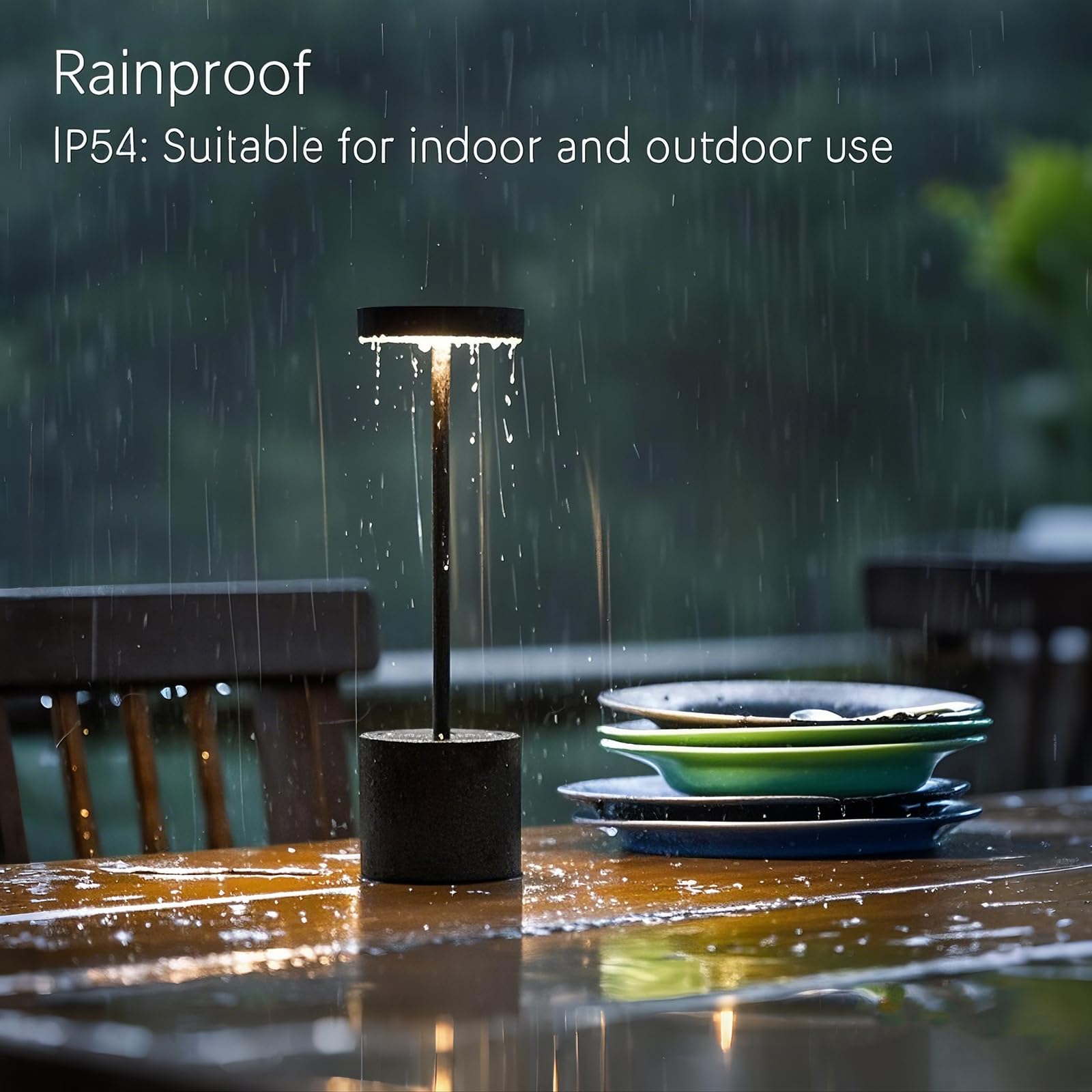 Barryca Cordless LED Table Lamp, Rechargeable, Dimmable, 5000mAh Battery, 2-Pack Black, Portable for Indoor/Outdoor Use