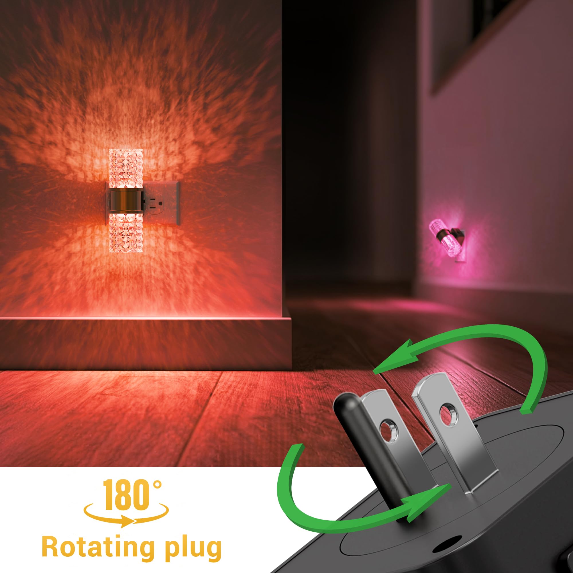 L Lohas Led Night Light  Night Lights Plug Into Wall  2 Pack 10-Color Rgb Change Nightlights 10/50/100Lm Adjustable Automatic Nightlights Plug In With Dusk To Dawn Sensor For Room Bathroom Hallway