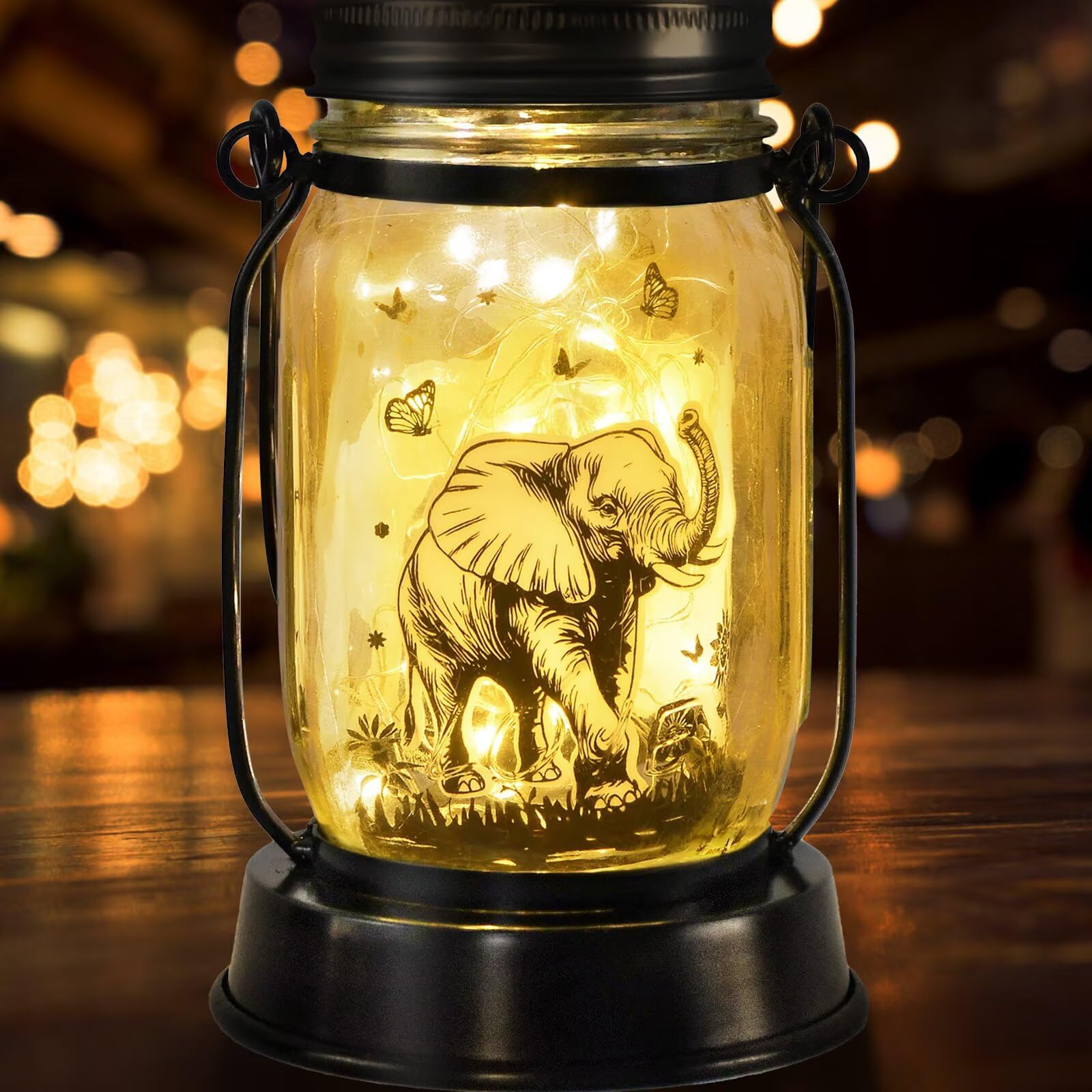 Elephant Gifts for Women/Men Elephant Lovers Solar Lantern Mom Birthday, Mothers Day, Christmas Gifts, Solar Garden Decoration O