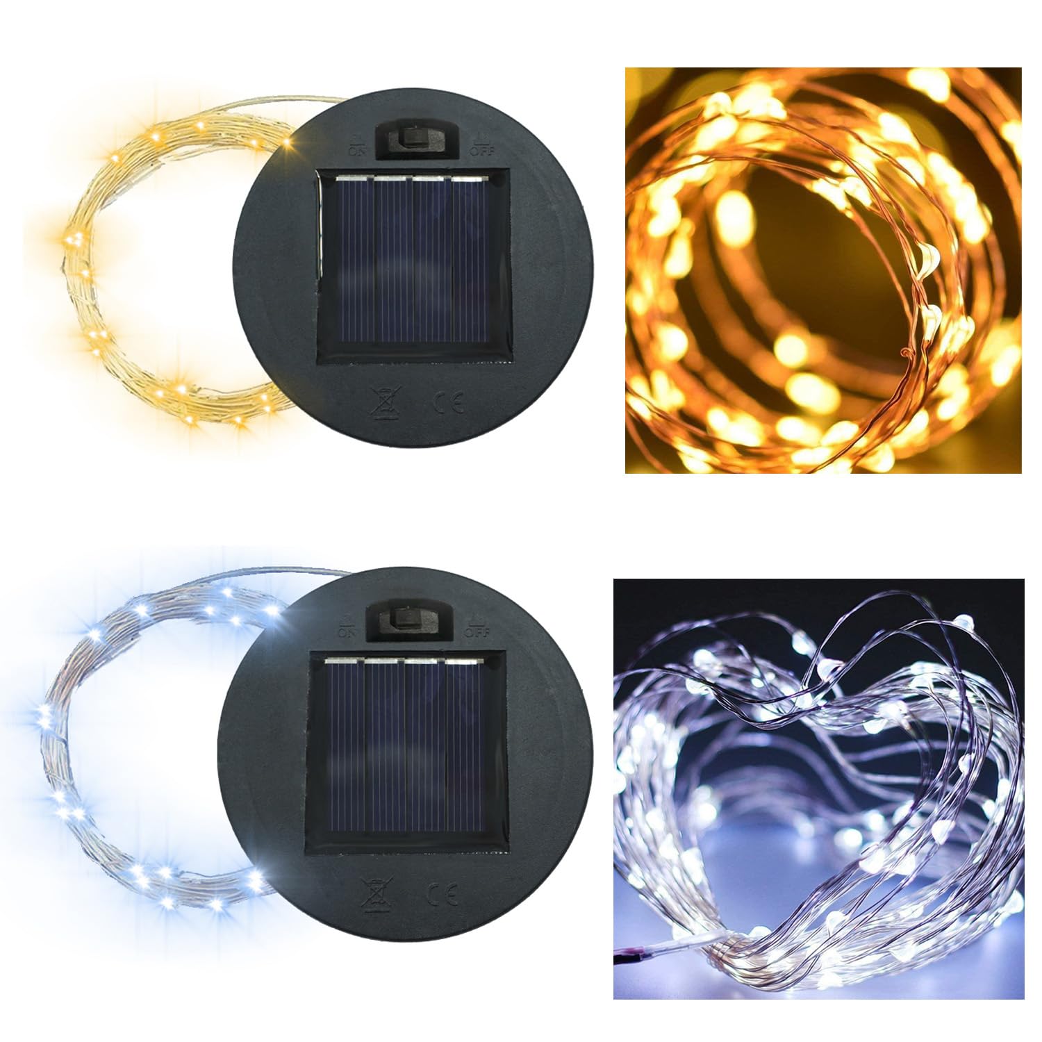HDOOMN Solar Replacement Lantern String Lights - 2 Packs, Waterproof, Copper Wire, Warm/Cold Color, Model 001