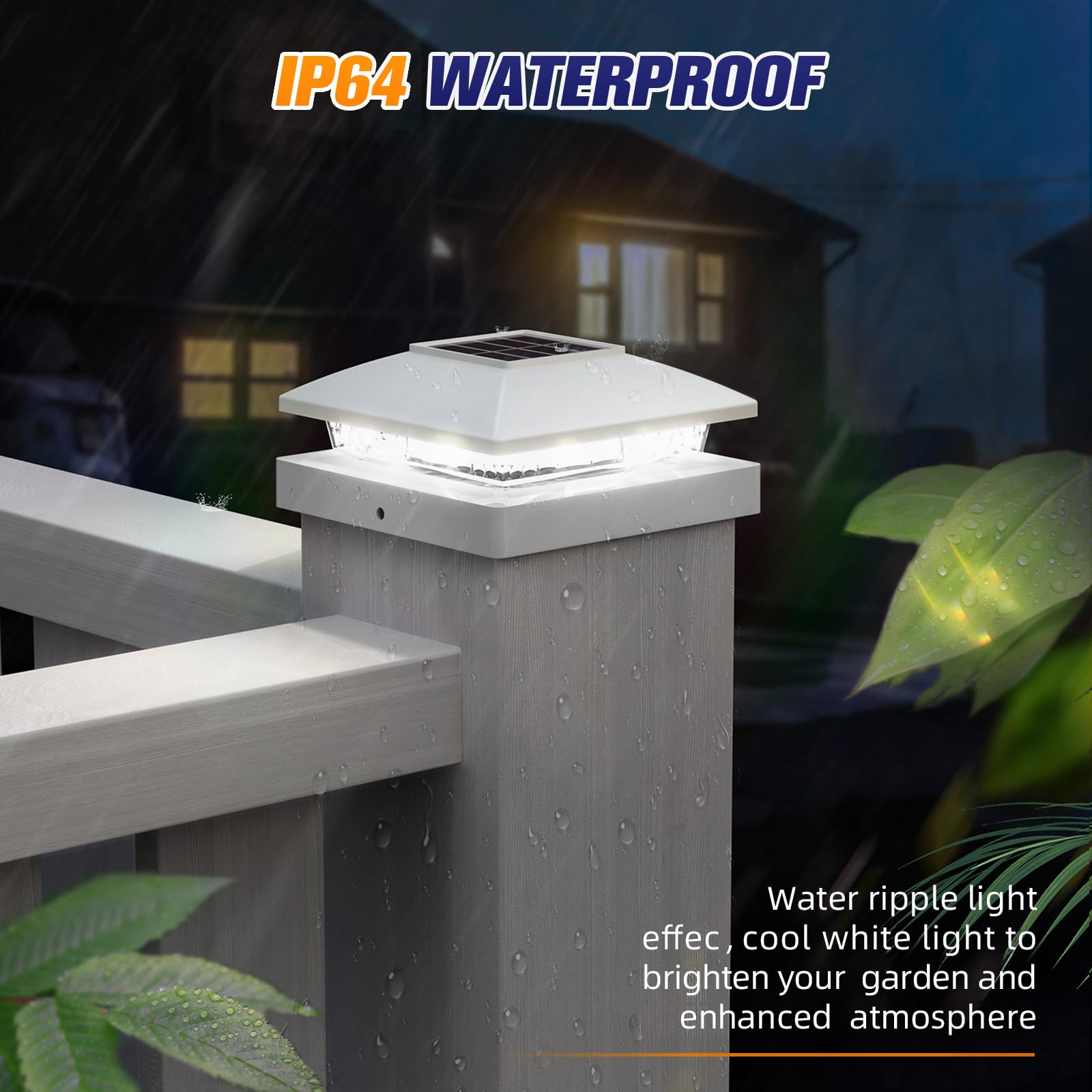 APONUO 4x4 Solar Post Cap Lights, 8 Pack, IP64 Waterproof, Cool White LED, Plastic, for Wood/Vinyl Posts, Outdoor Garden & Patio