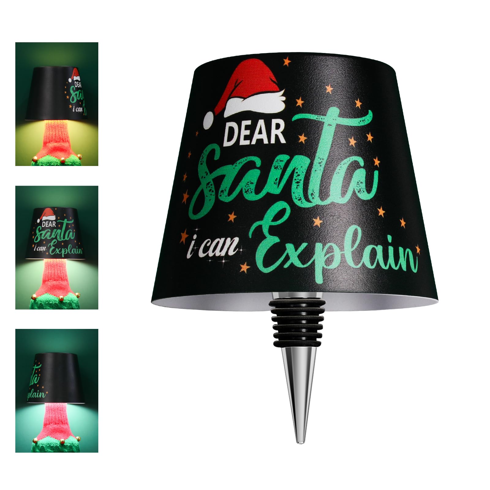 Mebaraul Wireless LED Bottle Lamp Shade, Rechargeable Cordless Table Light, 3 Color Dimming, Model FT1, Metal, Word