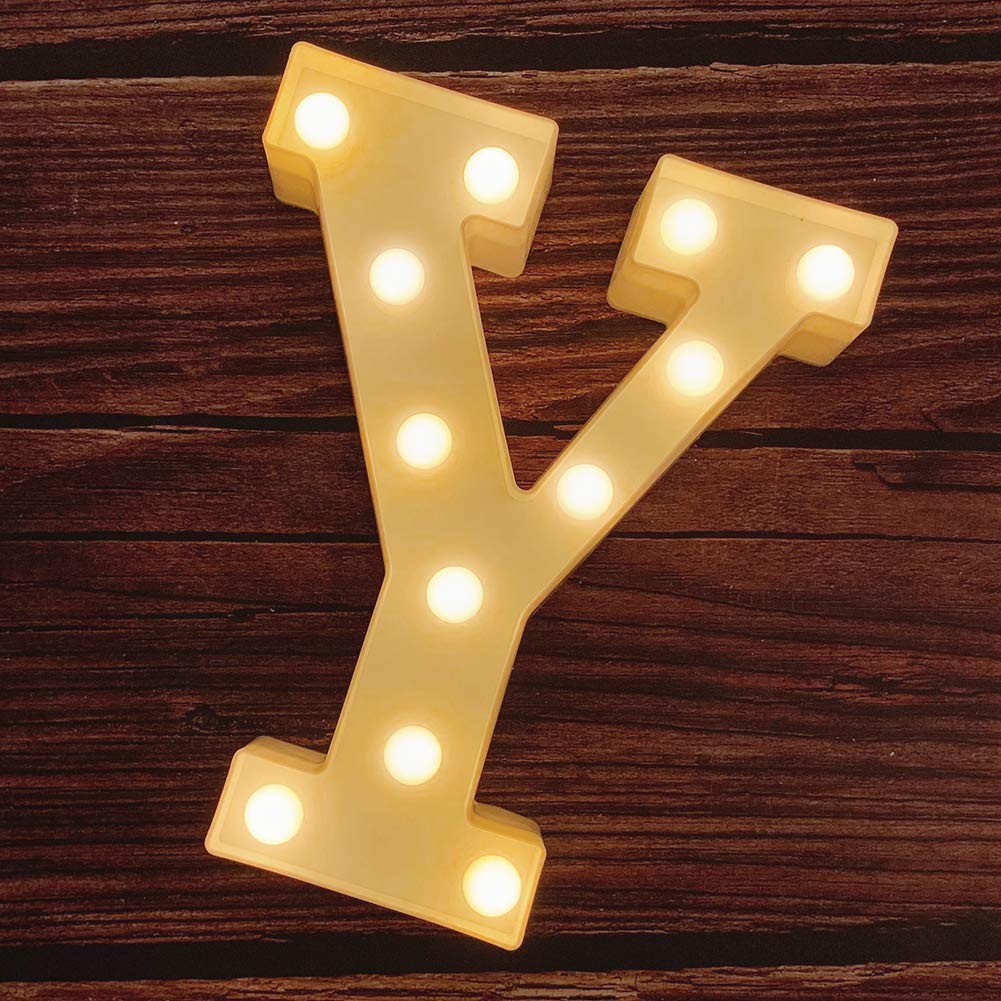MUMUXI Light Up Letters and Numbers | Battery Powered | Bright Acrylic Decoration for Weddings, Birthdays, and Parties | Color Y