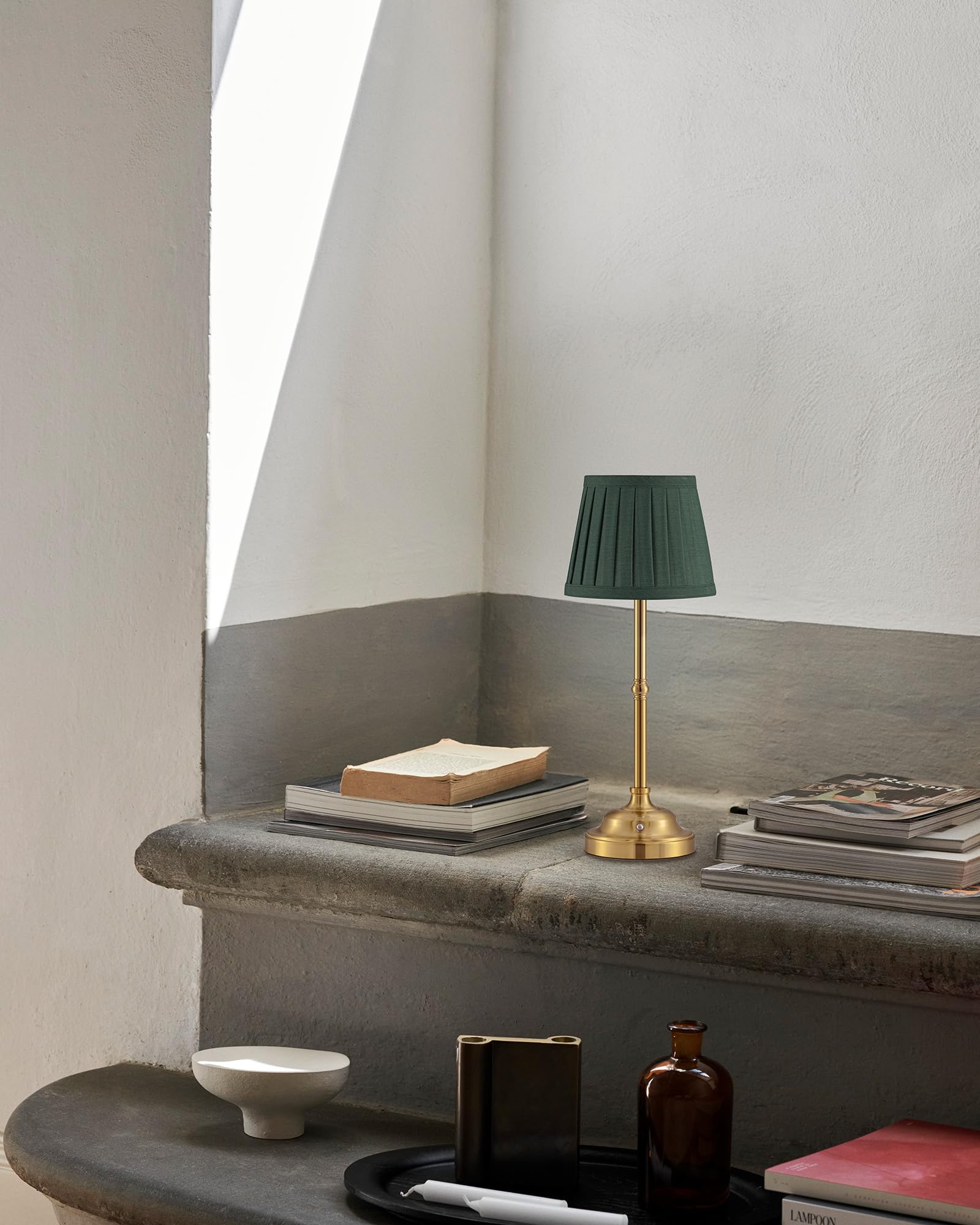 Kdg Cordless Led Table Lamp Set Of 2  Portables Fabric Shade Desk Lamps  4000Mah Rechargeable Battery Powered Lighting  Dimmable Light For Dining Room  Bedroom  Bedside  Night Light  Balcony (Green)