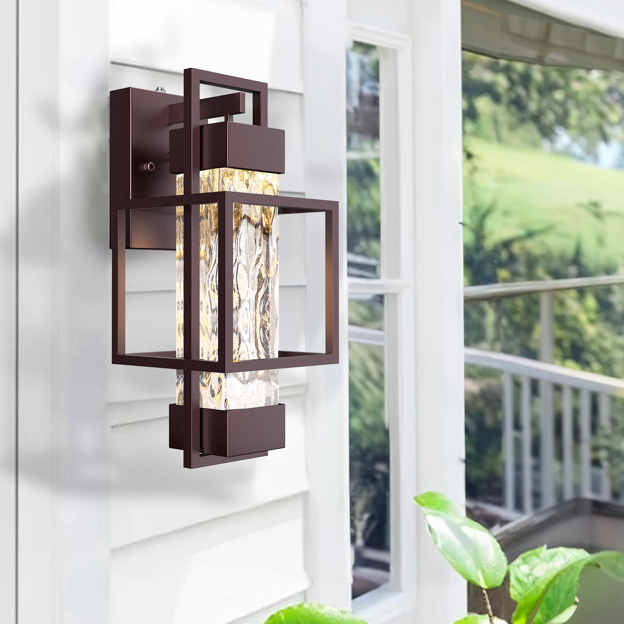PARTPHONER Modern Outdoor Light Fixtures 15in Waterproof Wall Sconce 2 Pack, Oil Rubbed Bronze, Dusk to Dawn, Model PAWL167AZ2