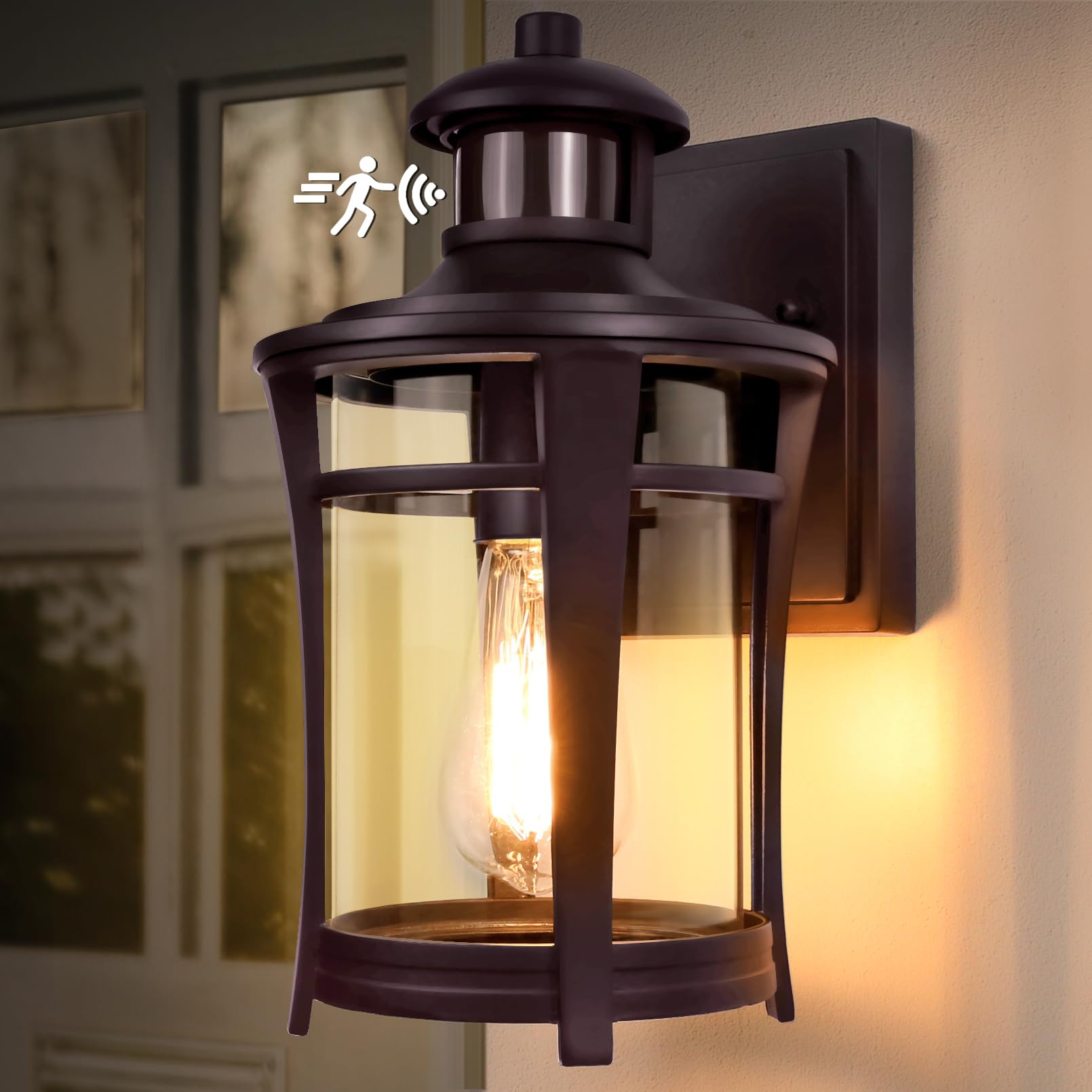 Lamomo Porch Lights Outdoor Bronze, Dusk to Dawn Wall Light Fixtures, Exterior Front Sconces Wall Mount Lighting, Waterproof Ant
