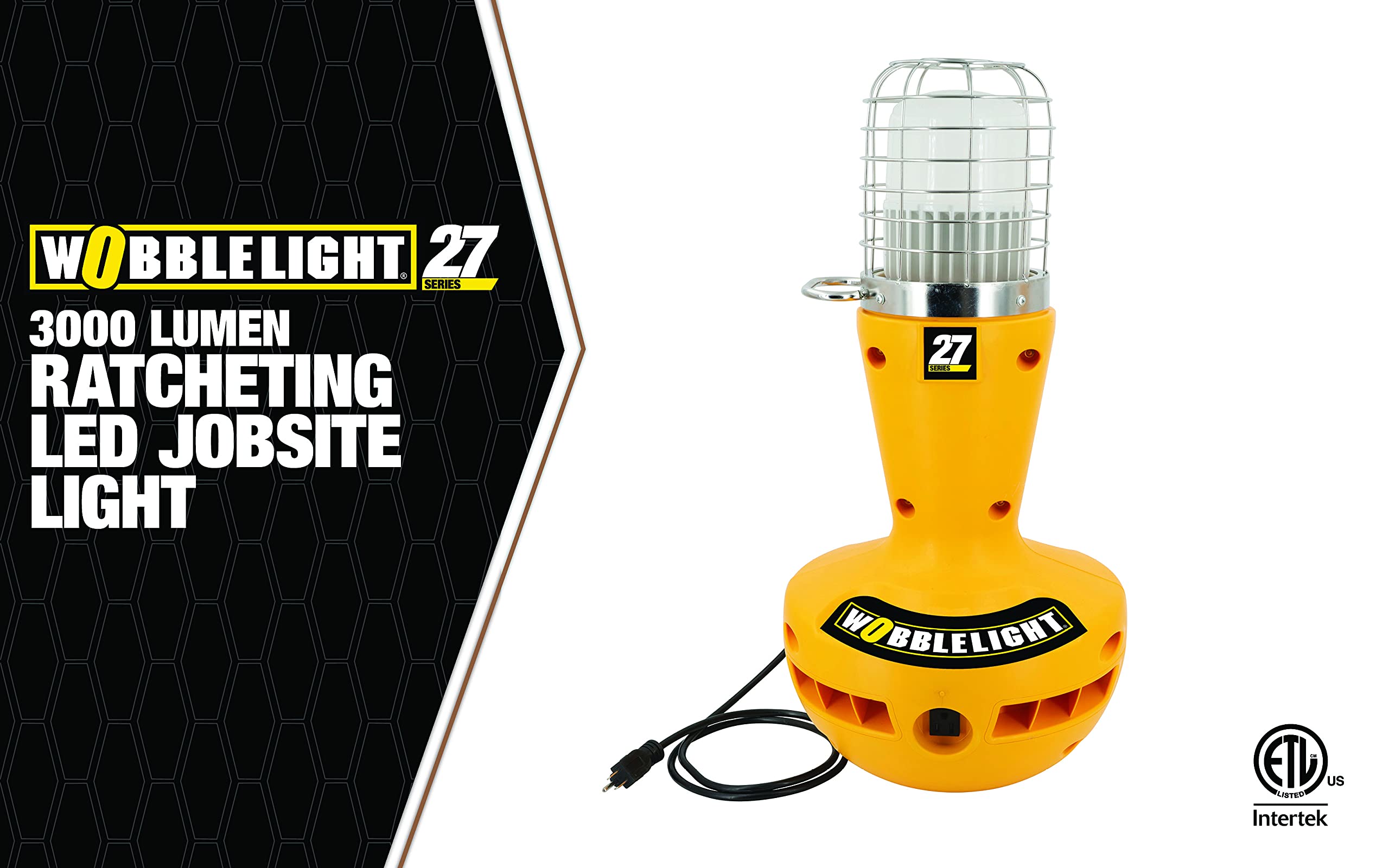 Wobble Light 111102 111104Ps Temp Job Site Work Light - 36” Metal Halide Portable Work Light For Construction Site - 40,000 Lumens, One Size, Yellow