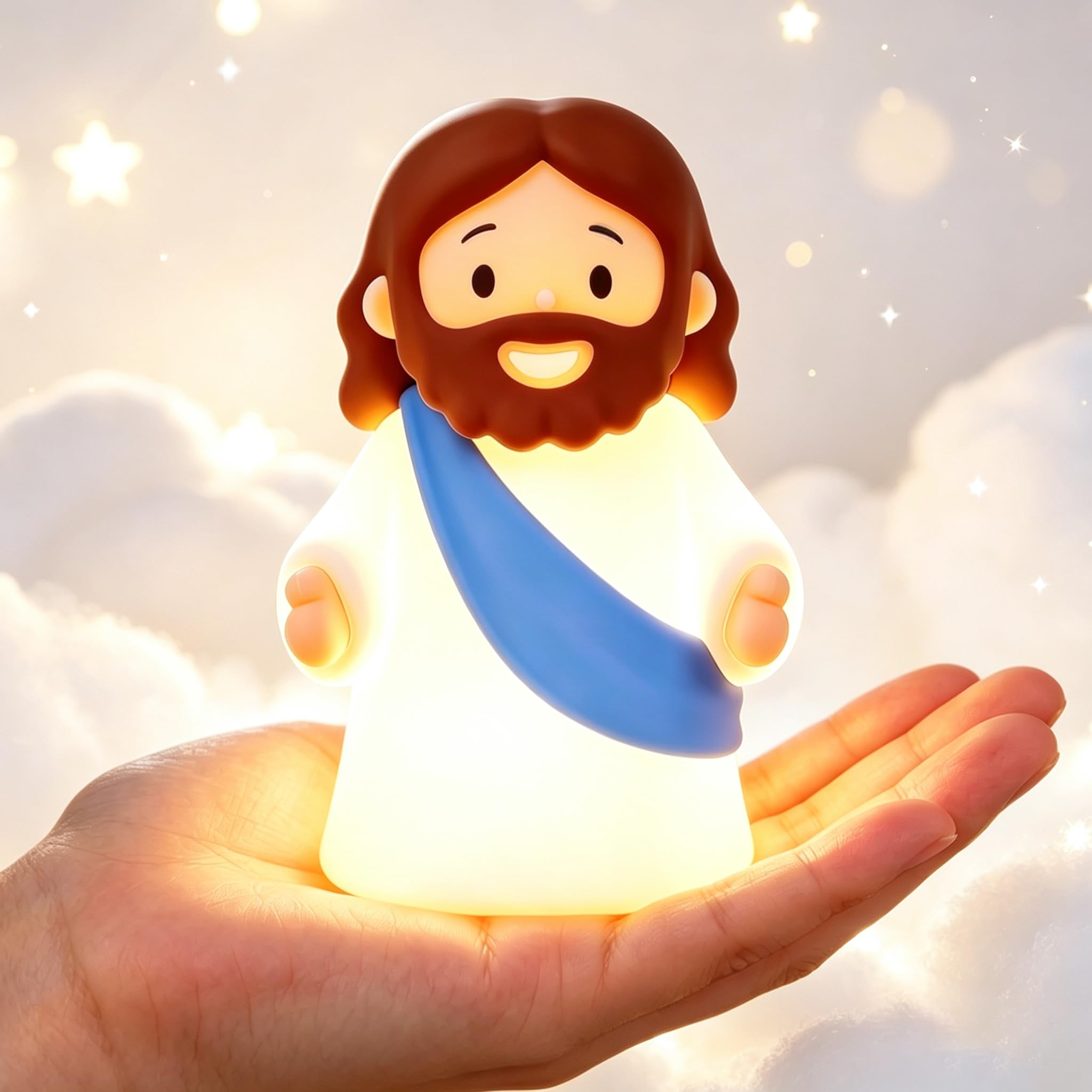 Little Jesus Night Light, First Communion Gifts for Girls & Boys, Mini Jesus Figurines Silicone Lamp, Touch Bedside Nightlight f
