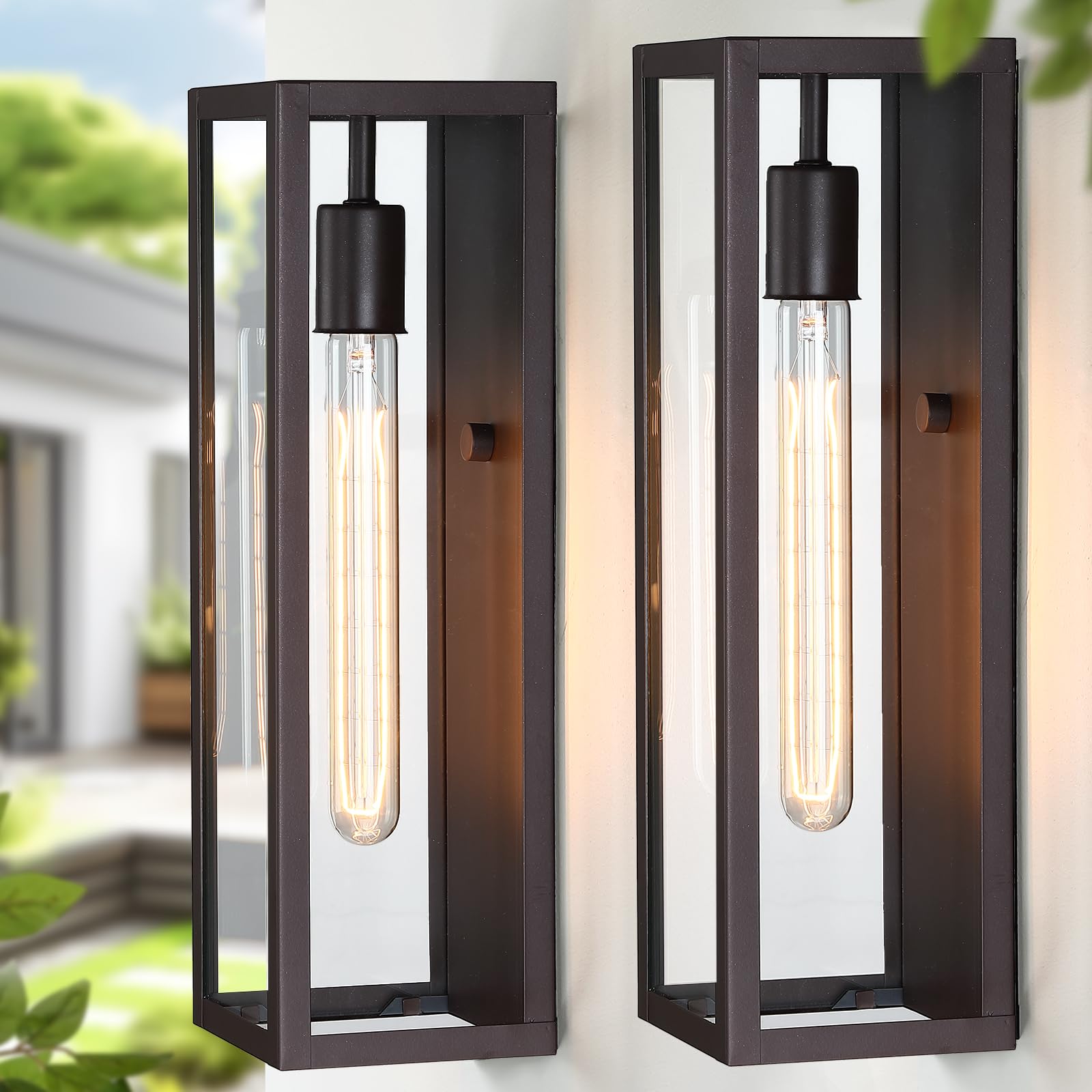 Criry Outdoor Wall Lighting Fixtures, 15.8 Waterproof Metal Sconce, Brown, 2-Pack, Modern Design For Patio & Entryway, Model Wl103B-Bw-1