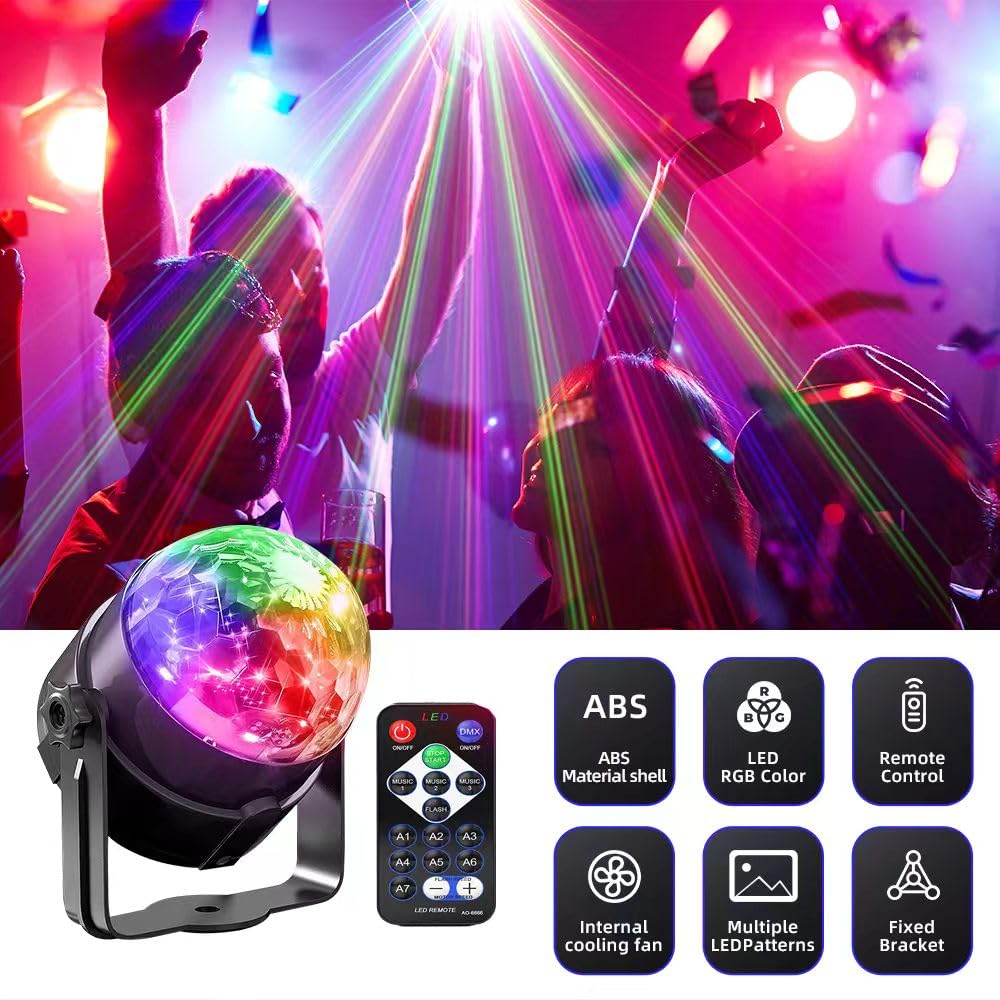 Yiixuyo Disco Ball Party Lights - 2-Piece Set, Voice Controlled, Remote, ABS Material, LED, Model EMS-10