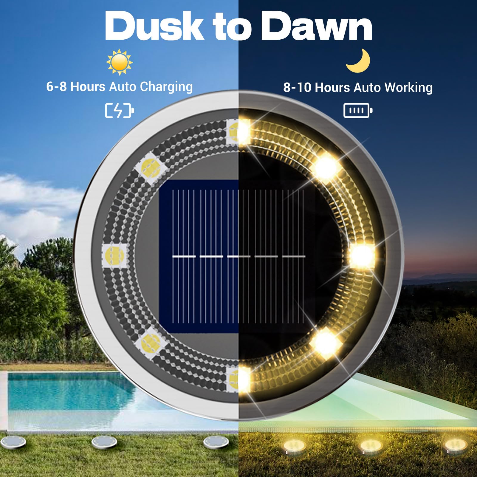 Vighep Solar Ground Lights 24 Pack Flat Solar Light Outdoor Waterproof  Bright Led Solar Disc Lights  3000K Warm White Landscape Lighting For Outside Yard Garden Pathway Driveway Lawn