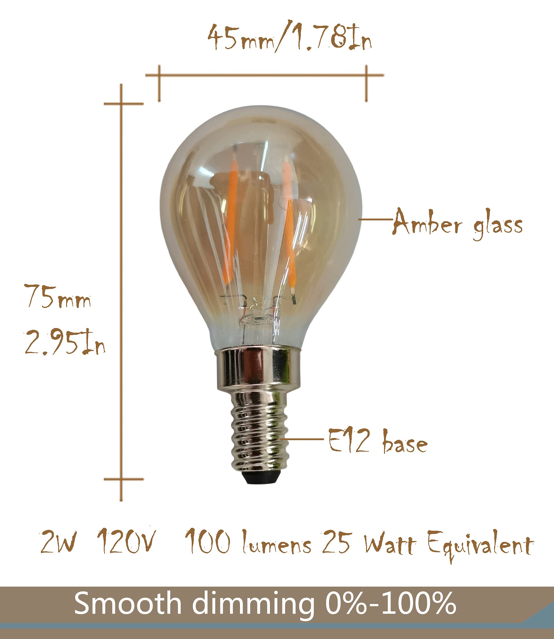 CTKcom LED Bulbs, Amber Glass, Dimmable, 120V, 2200K Warm White, 130 Lumens, 4 Count