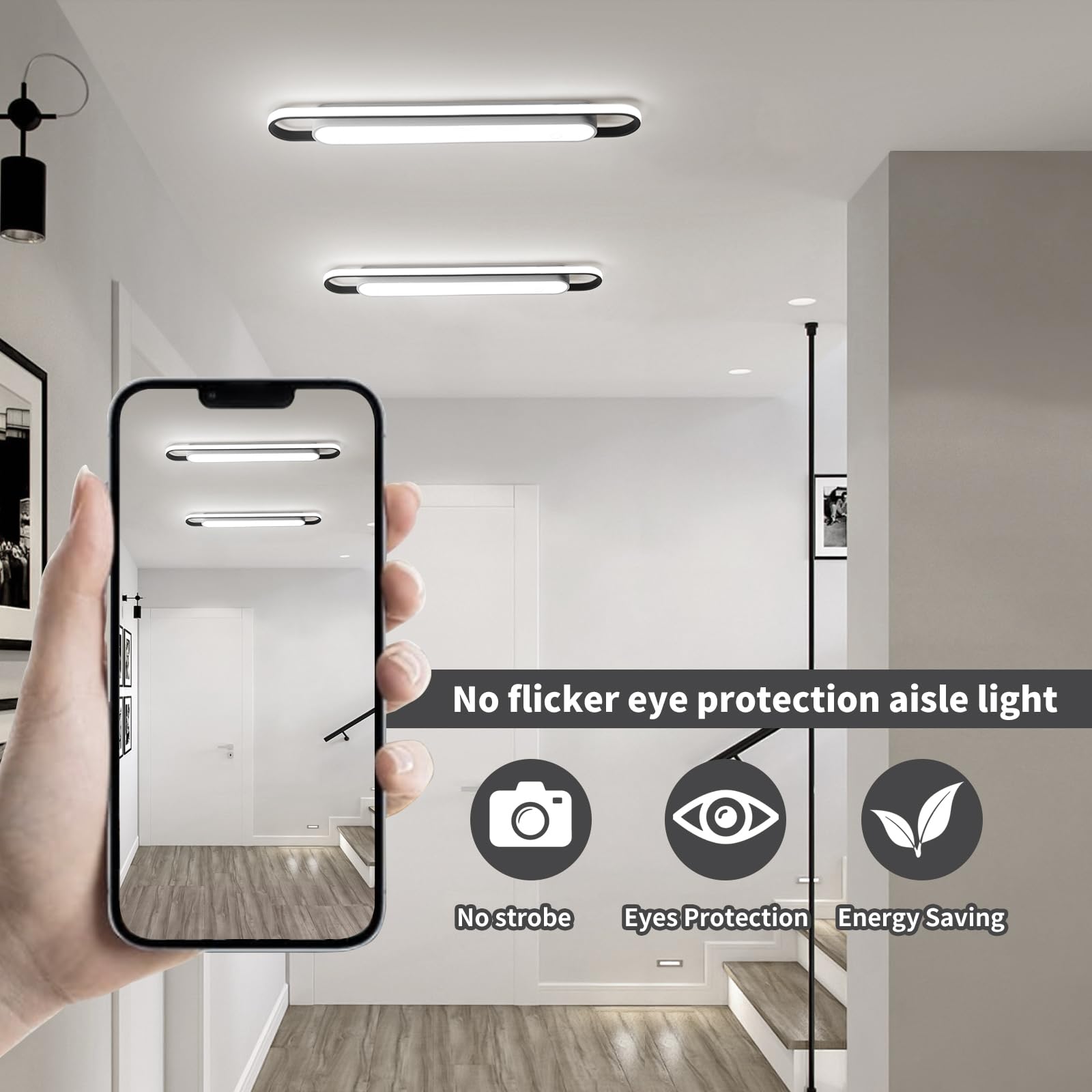 Naroume Modern Led Ceiling Lights,6500K Flush Mount Ceiling Lamp,50W Metal Smart Ceiling Chandelier Lighting Fixture For Kitchen