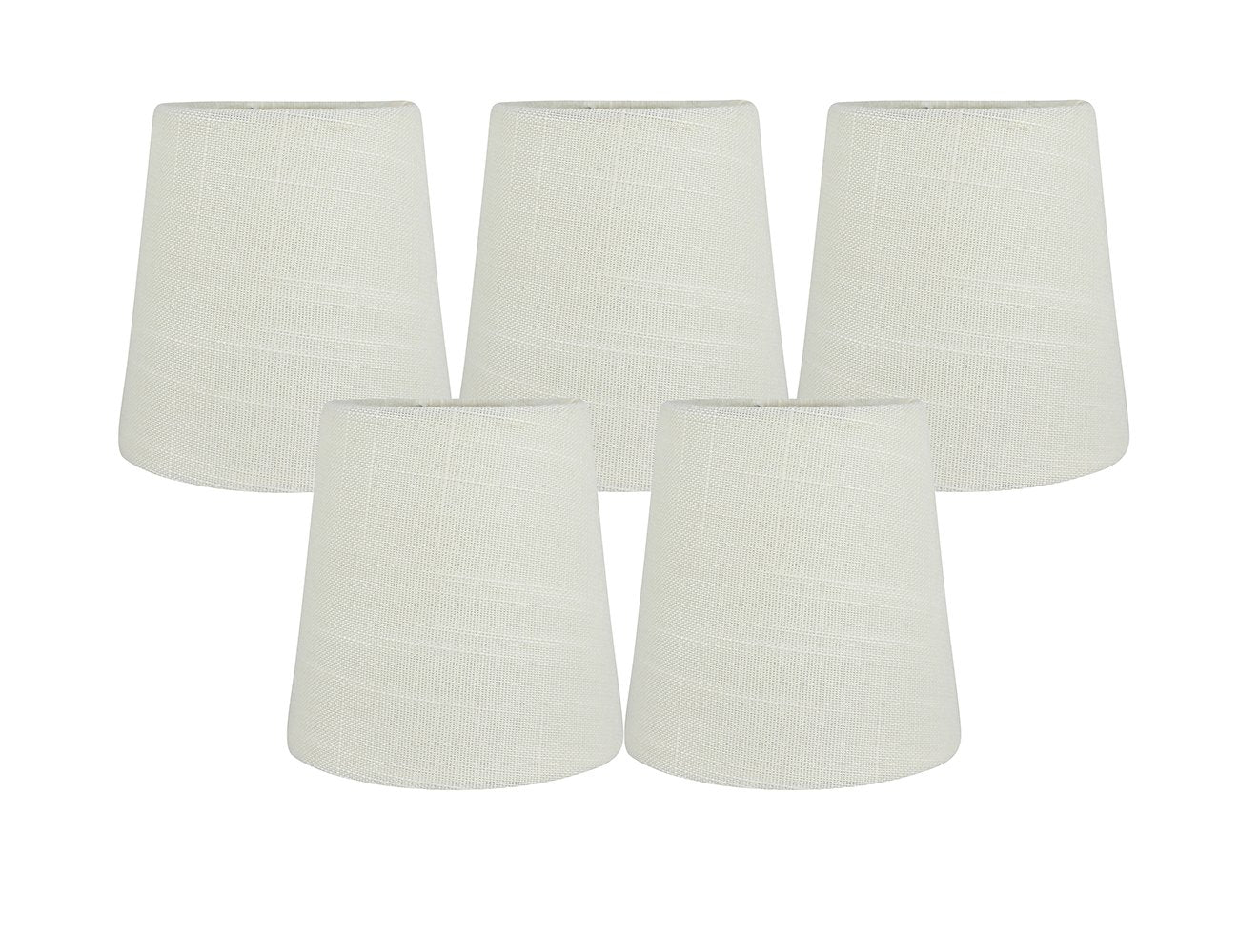 Meriville Set Of 5 Eggshell Linen Clip On Chandelier Lamp Shades, 3.5-Inch By 4.5-Inch By 4.5-Inch