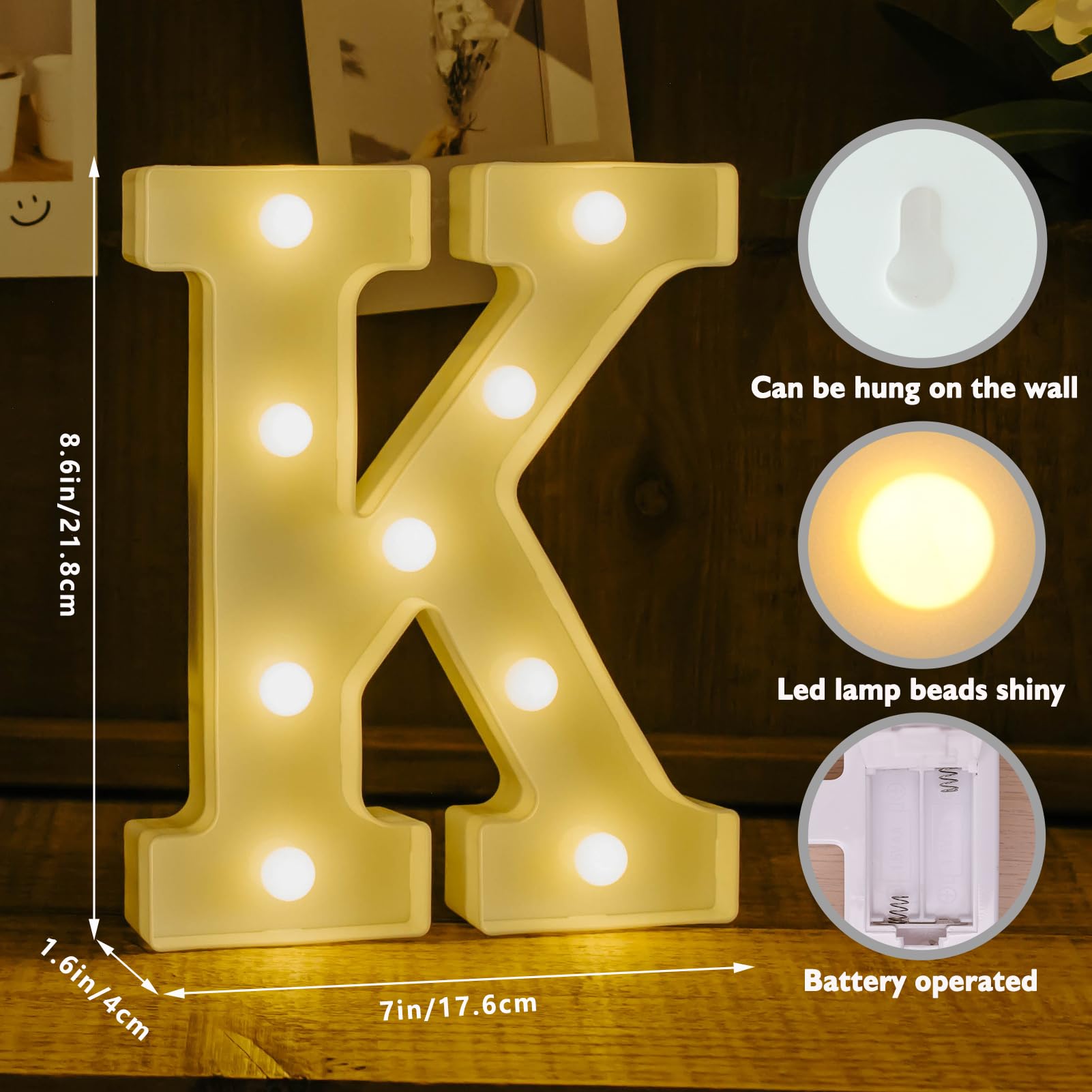 IFDGCTK Light Up Letters - LED Decorative Alphabet Lights, Acrylic, Warm Light, Small to Medium, Battery Powered, for Home Decor