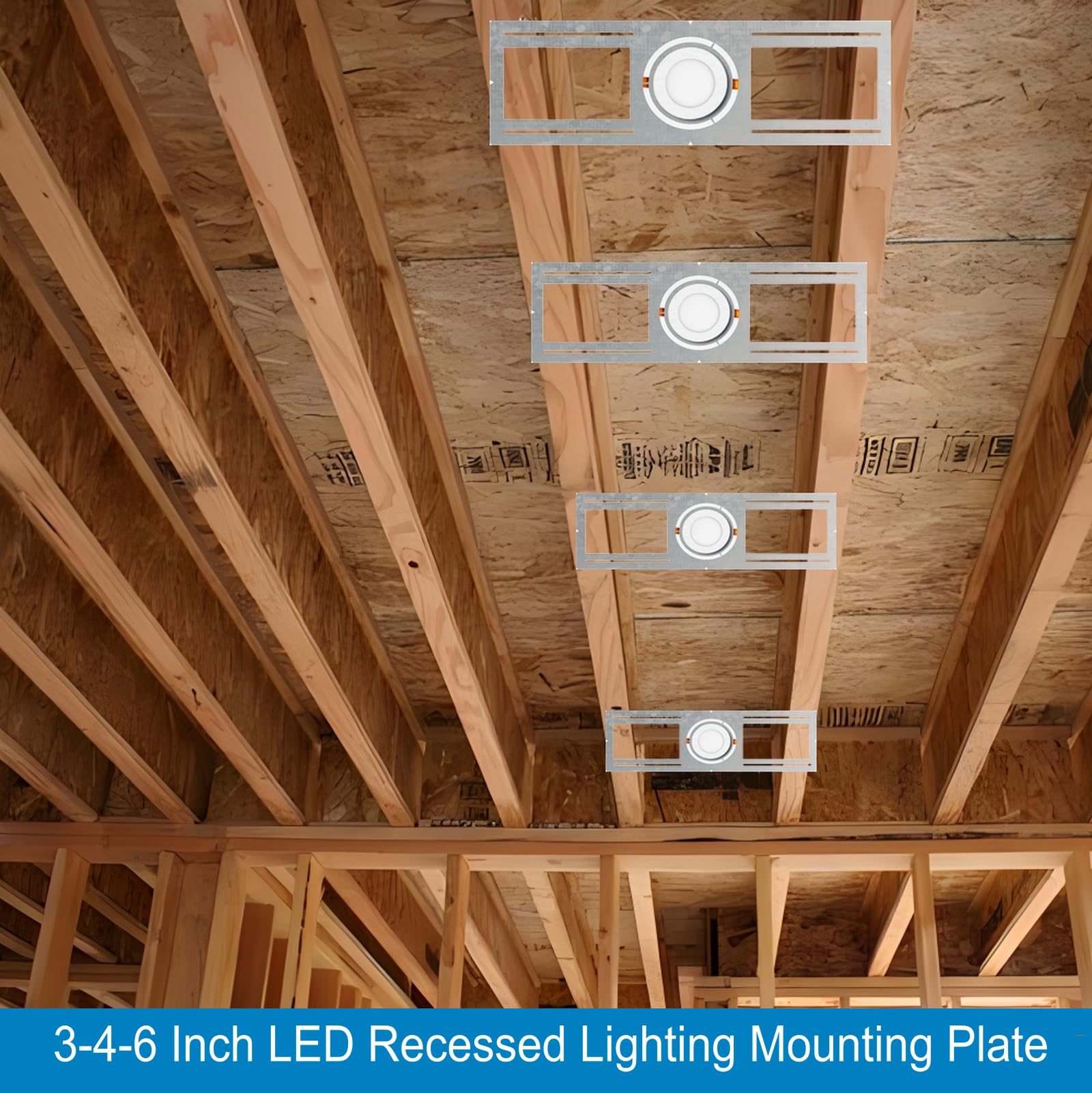 Fort 48 Pack New Construction Rough-In Plate Pre Mounting Bracket For 3/4/6 Inch Recessed Wafer Led Lights - 26 Inch Length, Sha