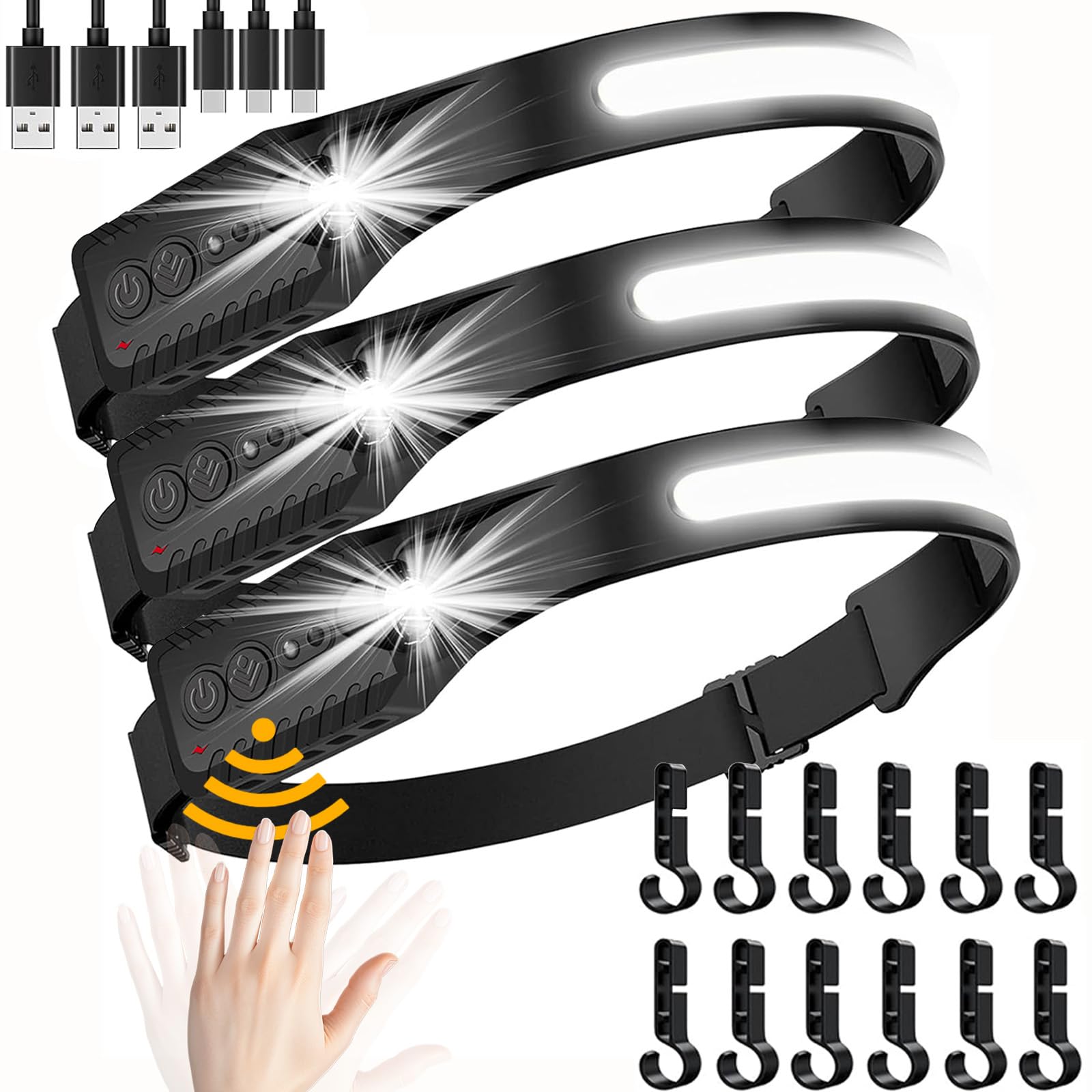 Lutitasd Led Headlamp Rechargeable,5 Modes Bright Head Lights For Forehead, 230Wide Beam Head Lamp, Usb C Headband Flashlight Fo
