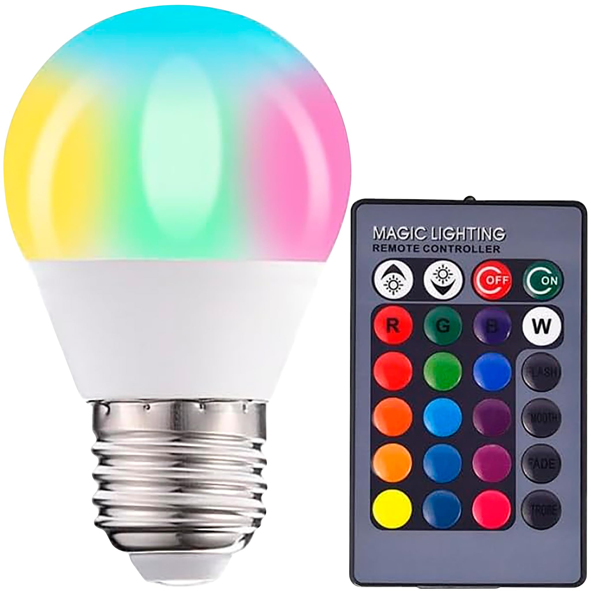 12Vmonster Low Voltage LED Light Bulb, 3W, 16 Colors, E26 Base, Remote Control, Multicolor, Model P-3W-E27-RGB-12V-