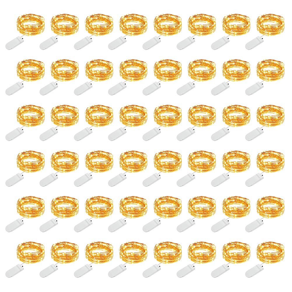 MUMUXI 48 Pack Fairy Lights, 7.2ft Copper Wire Mini String Lights, Waterproof Warm White for DIY Wedding Party Decoration
