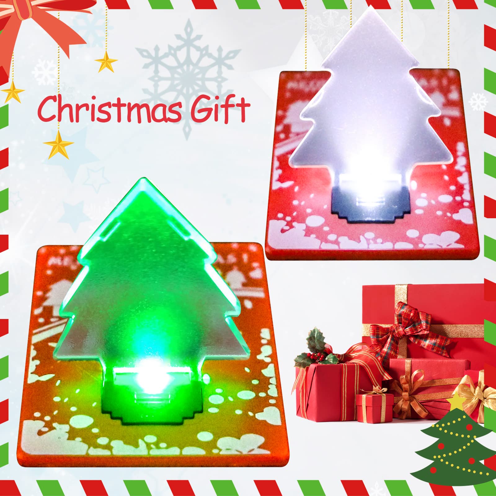 Inovat Foldable Led Pocket Lamp, 10 Pcs Christmas Mini Led Credit Card Light Portable Card Pocket Wallet Light Bulb Lamp For Hom