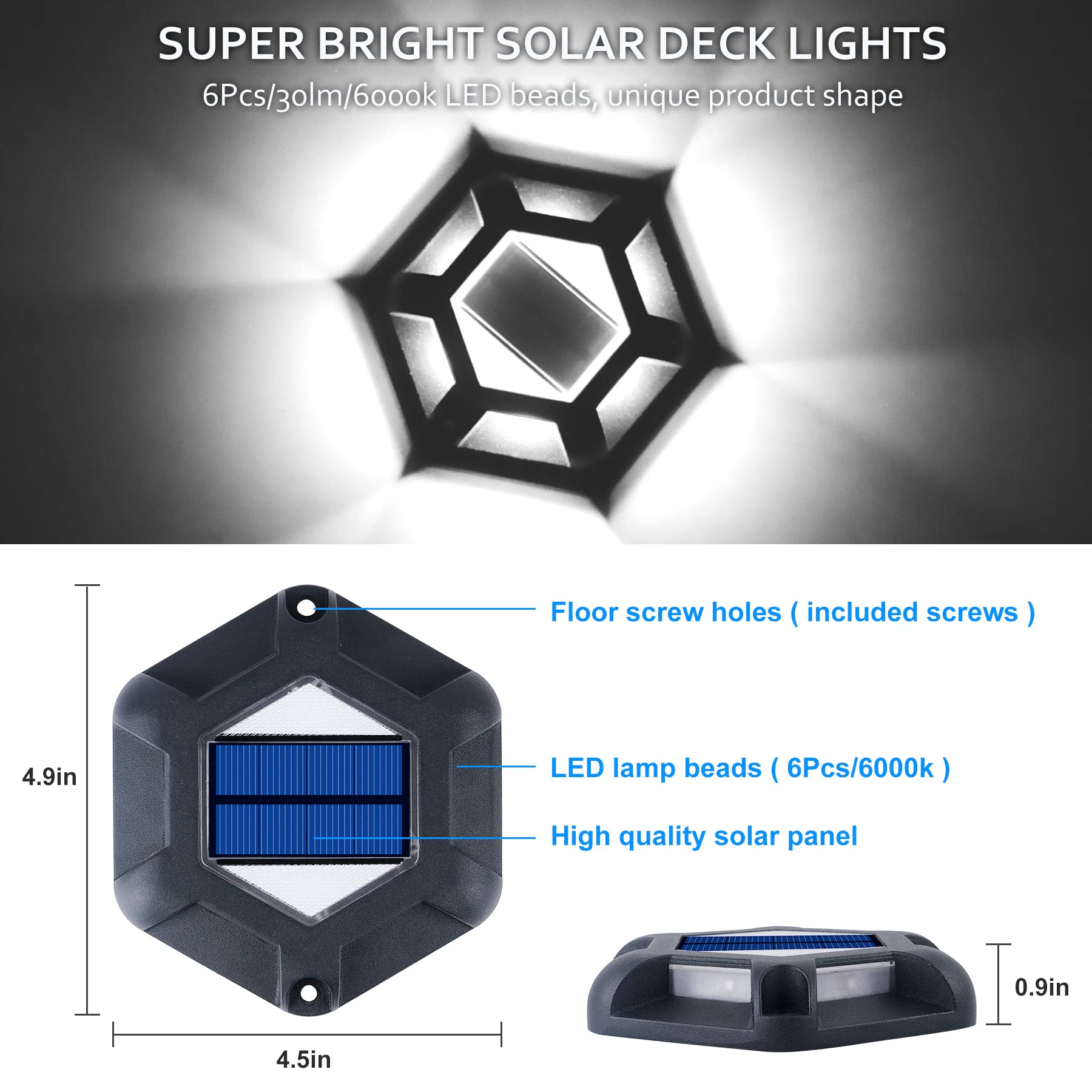Crepow Solar Dock Lights - 8 Pack Waterproof Led Aluminum Step Lights For Driveway & Garden