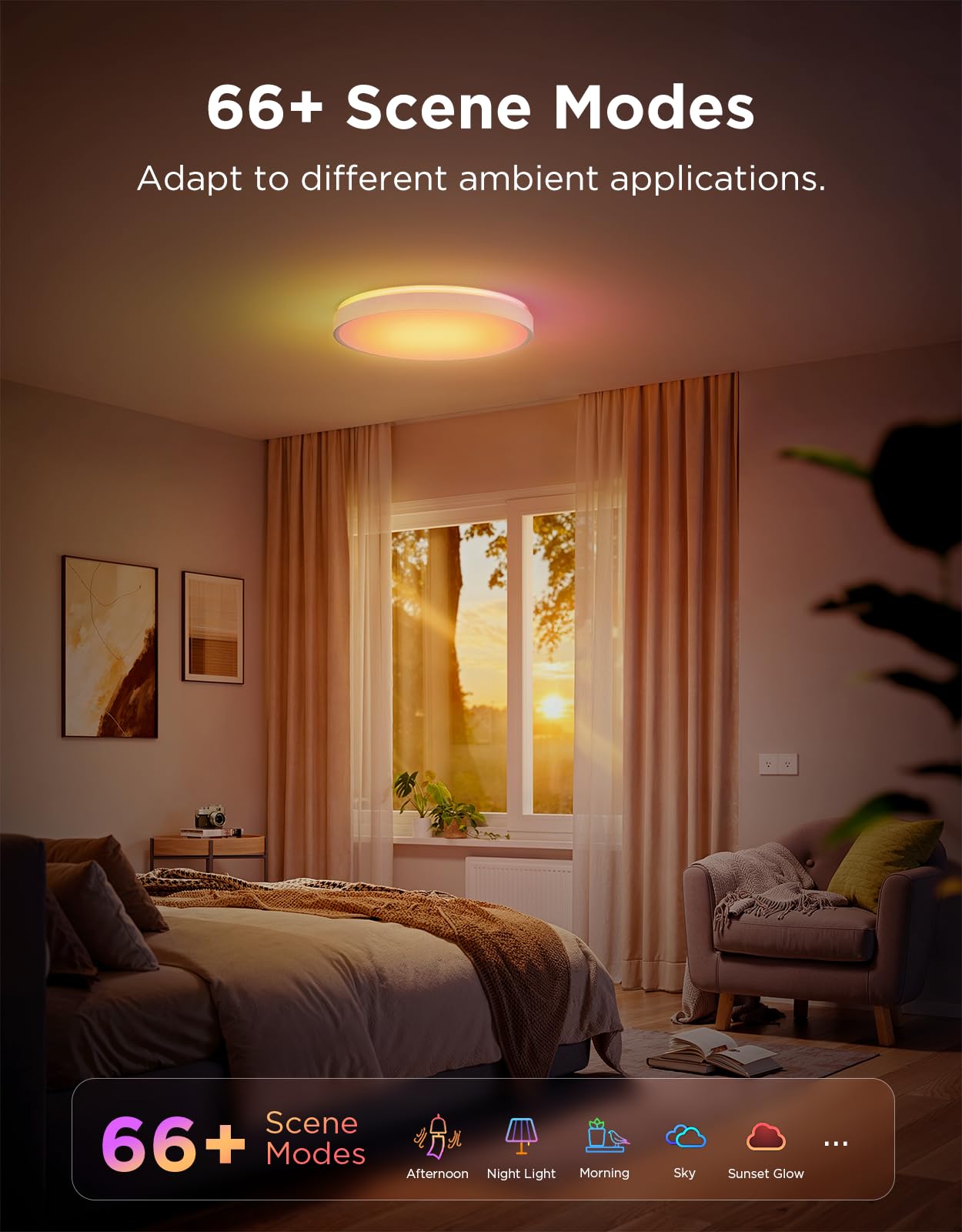 Govee Smart Ceiling Light 4300Lm, Rgbic Led Ceiling Light Fixture Works With Matter, Flush Mount Light Fixture, Diy Colors, 2700