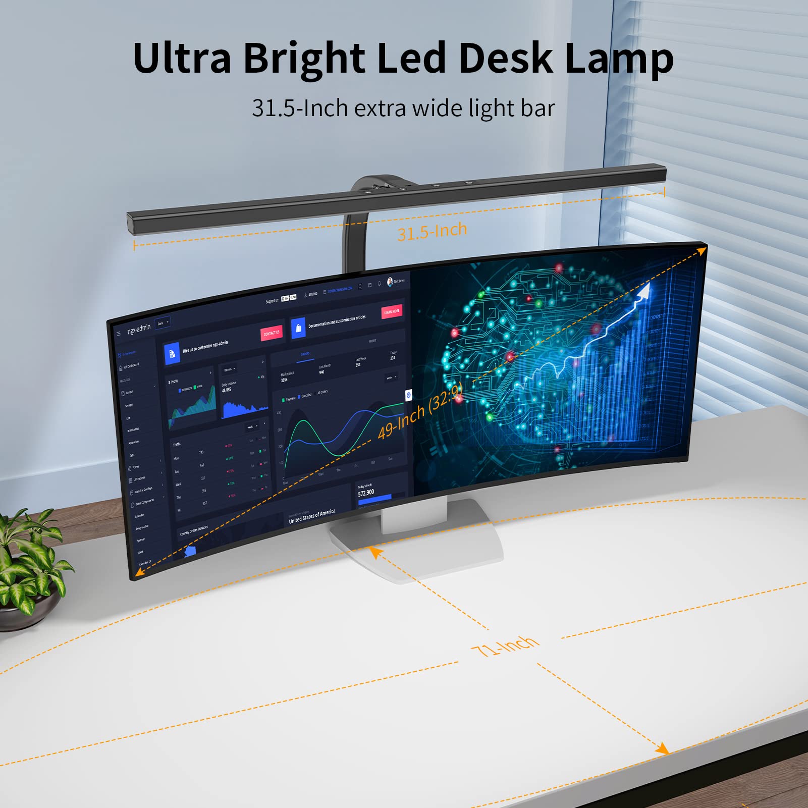 EppieBasic LED Desk Lamp, 24W Stepless Dimming, 6 Color Modes, Black, Model Eap-DL, Ideal for Home Office and Studio Use
