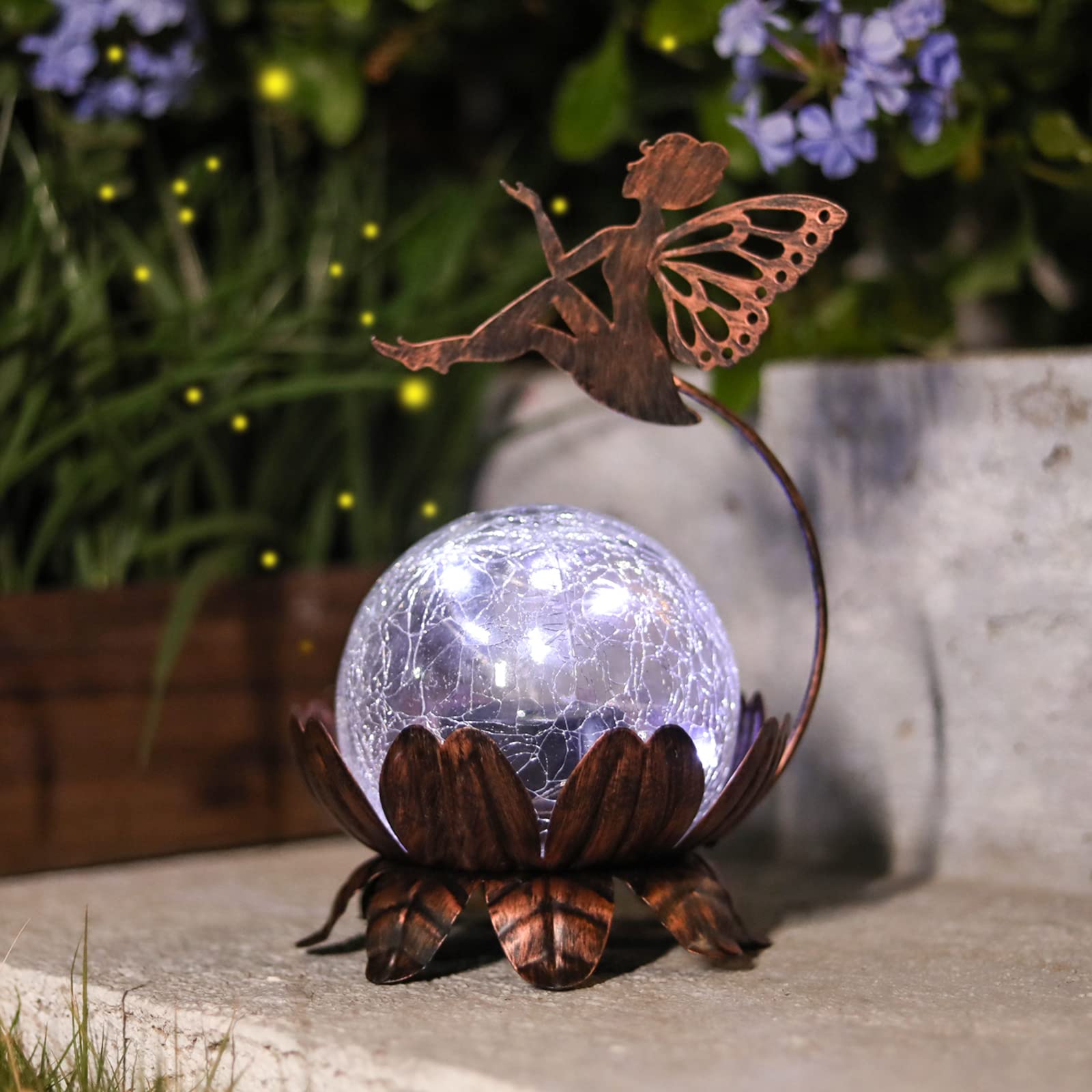 Mumtop Solar Lantern Fairy Light - Waterproof Led Tabletop Lamp,  le Glass, Brown For Garden, Patio, Yard Decor, Model 2Cfb54D4-2C6B-