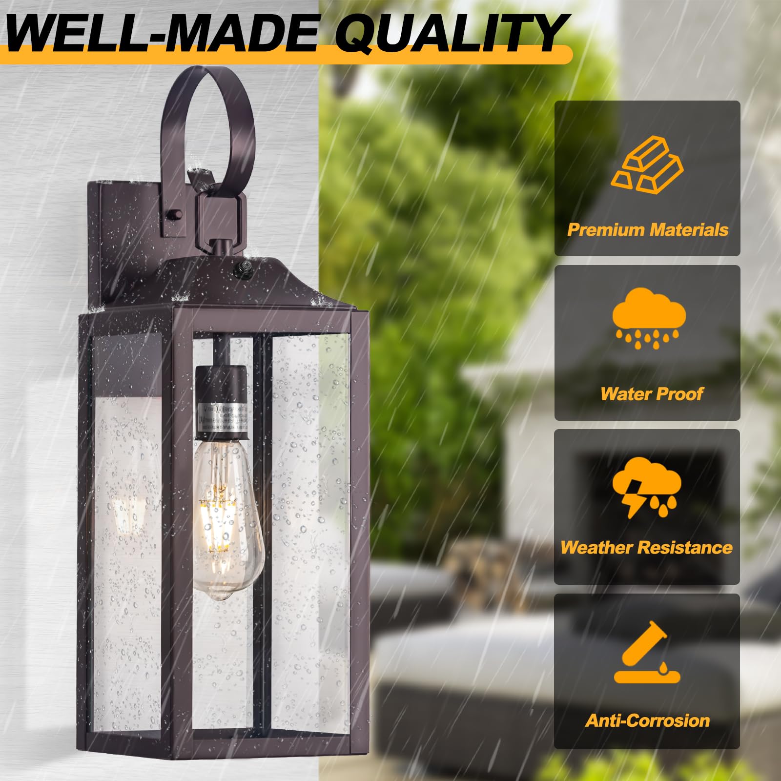 Yolsunes 19 Dusk To Dawn Outdoor Lighting 2 Pack  Large Outdoor Wall Sconce Dusk To Dawn Sensor Wall Sconce Lamp  Anti Rust Bronze Dusk Till Dawn Porch Light For Doorway  Garage  Patio