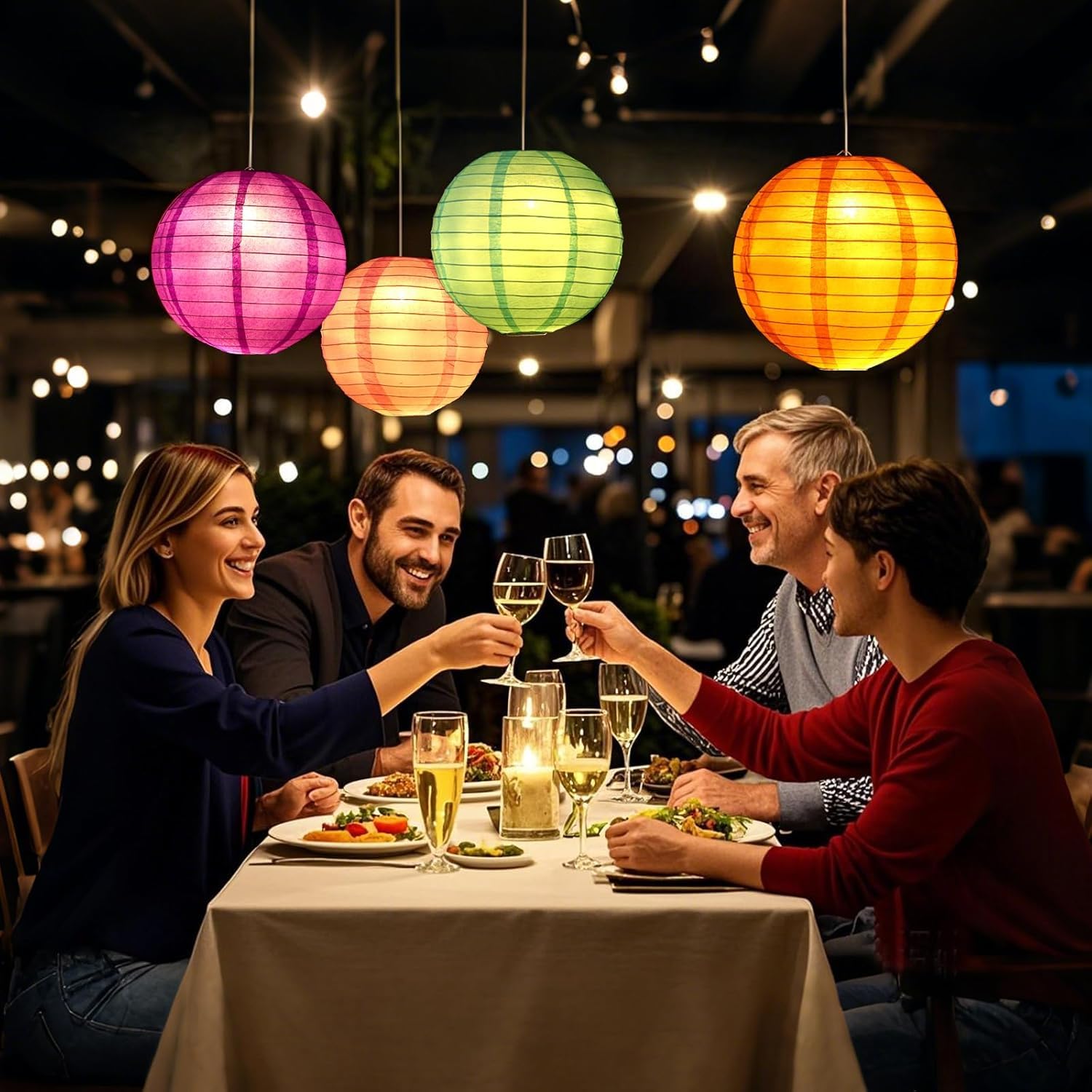 Lihao 6Pcs Colorful Paper Lanterns, 8'' Chinese Hanging Paper Lanterns For Classroom Party Wedding Birthday Halloween Xmas Diy C