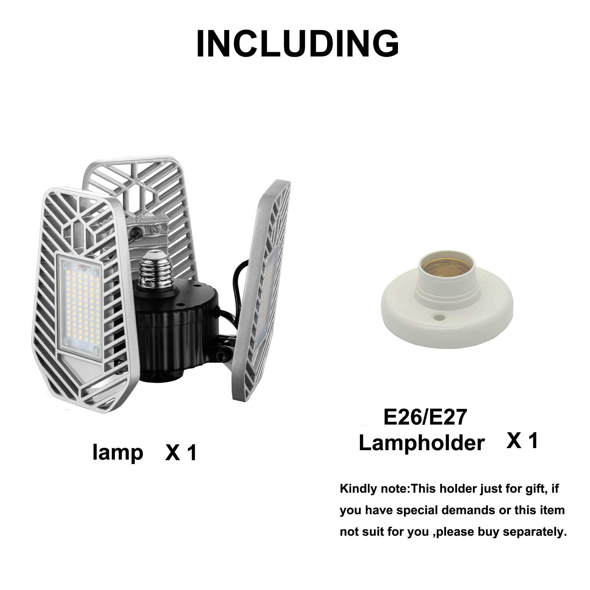 LZHOME LED Garage Lights, 9000 Lumens, 82W, Aluminum, Adjustable, 1 Pack, Red-88889112