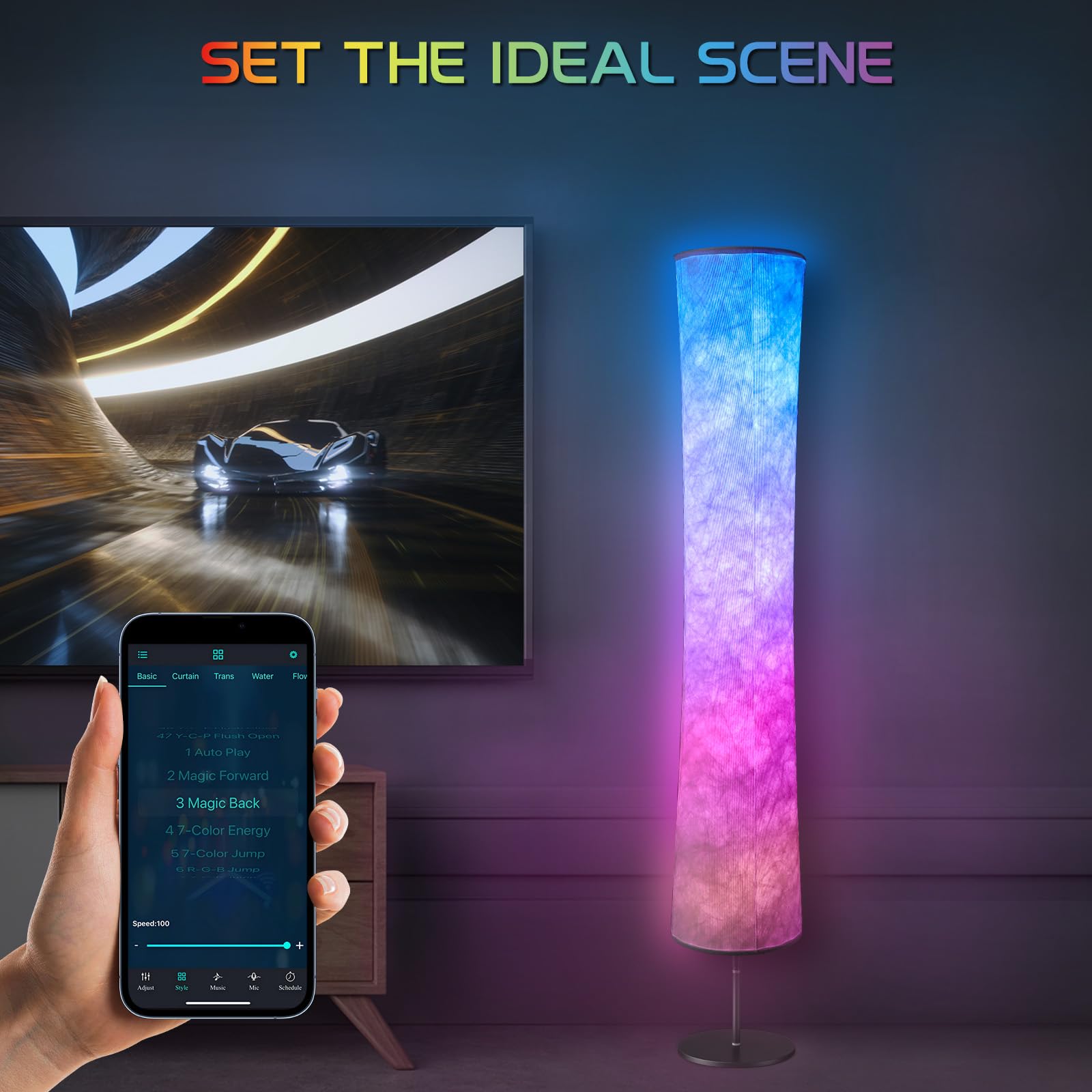 Torchlet 2Pcs Floor Lamp, Rgb Floor Lamp With 16 Million Diy Colors And Scene Modes, Music Sync And White Fabric Shade, Smart Fl